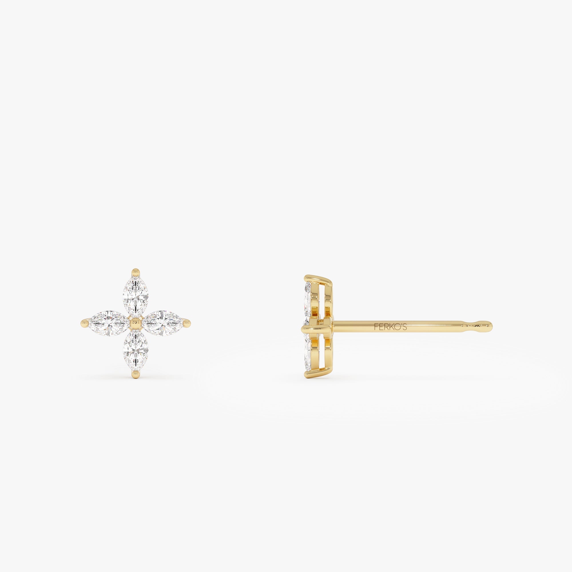 OBFJ0638 - 14k Marquise Diamond Cluster Studs 8