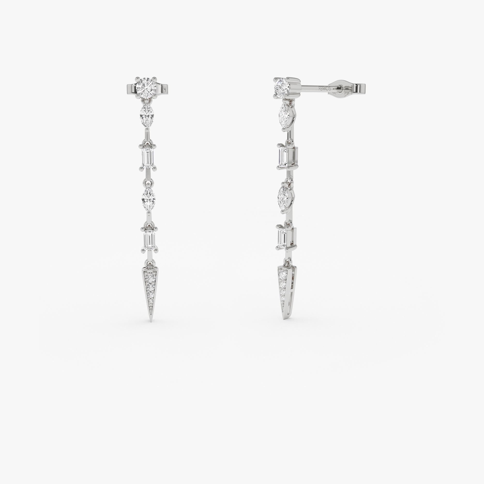OBFJ0670 - 14k Diamond Linear Drop Earrings 4