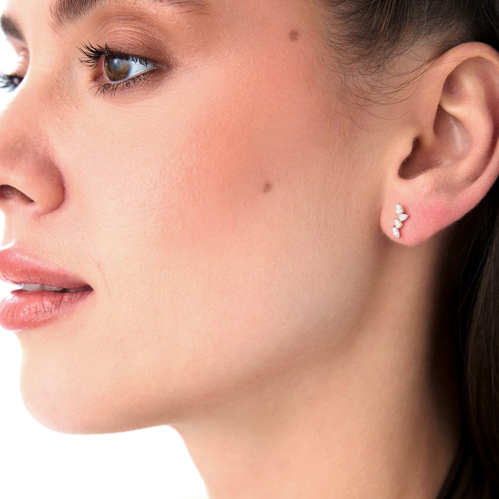 OBFJ0655 - 14k Diamond Vine Stud Earrings 4