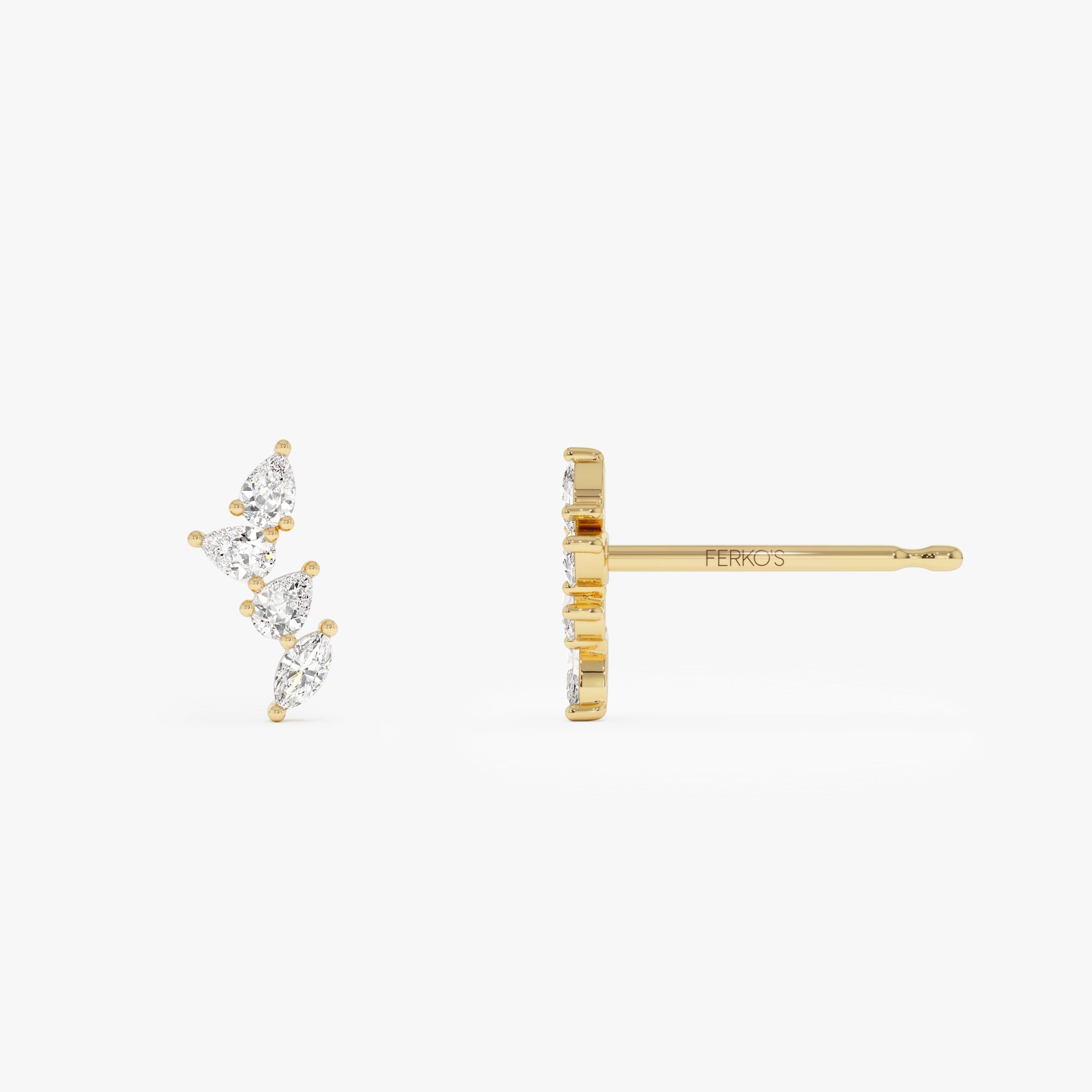 OBFJ0655 - 14k Diamond Vine Stud Earrings 6