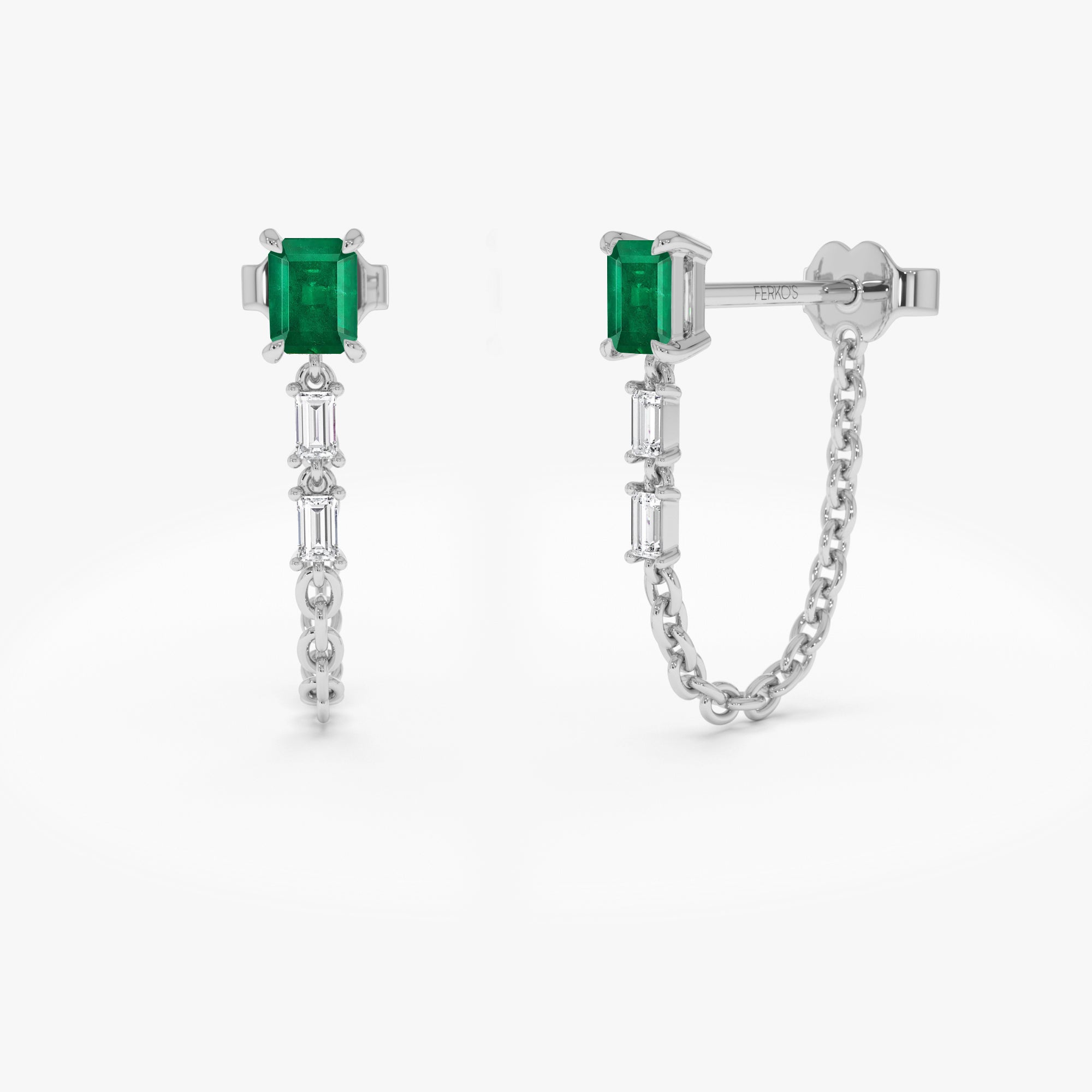 OBFJ0540 - 14k Emerald Cut Drop Linked Earrings 5