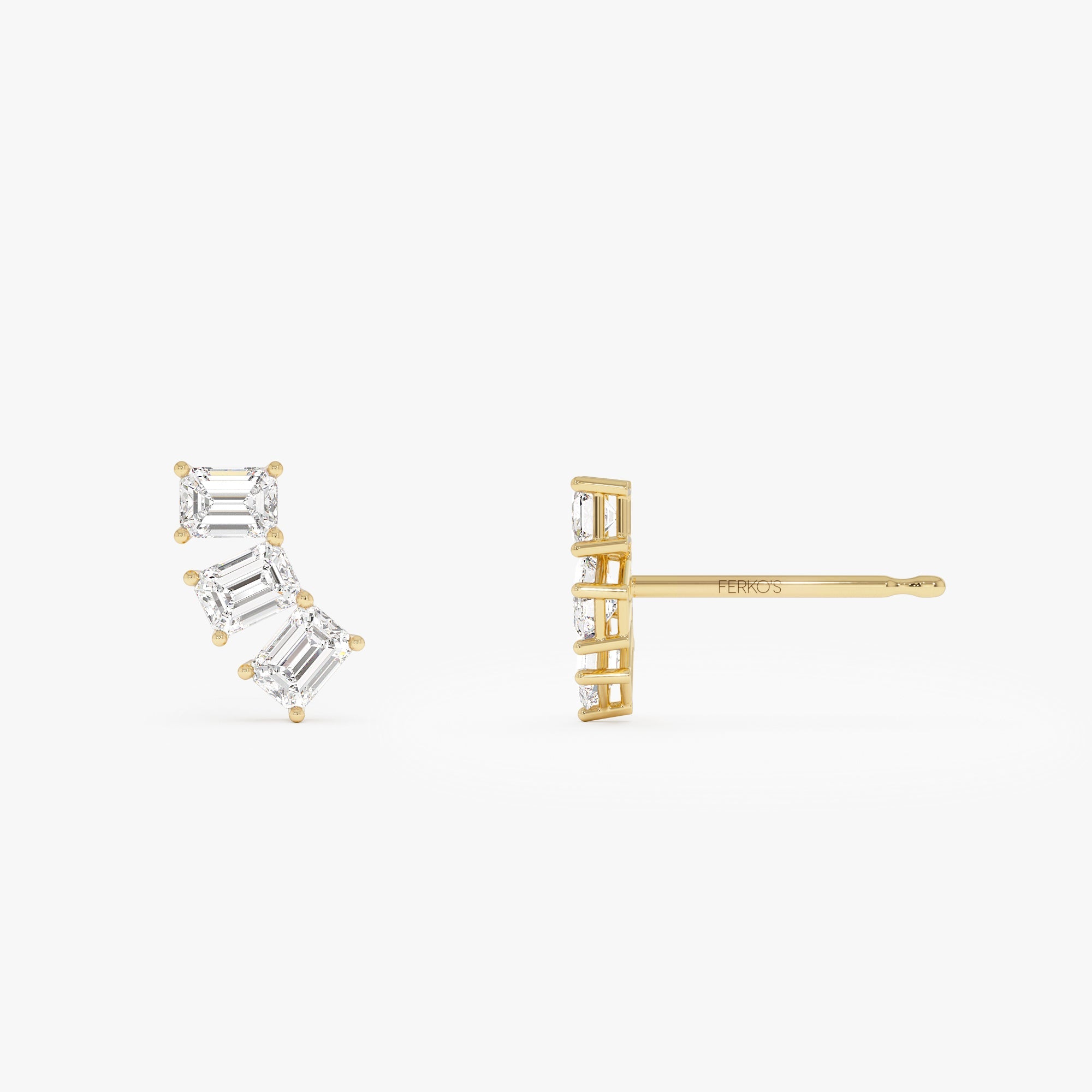 OBFJ0579 - 1.20 Ctw Lab Grown Emerald Cut Diamond Stud Earrings - Alba 7