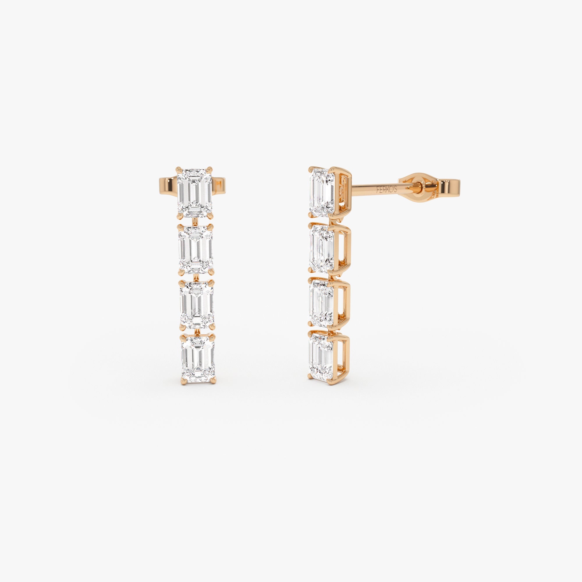 OBFJ0576 - 1.60 Ctw 14k Prong Setting Emerald Cut Lab Grown Diamond Dangling Stud Earrings - Alia 5
