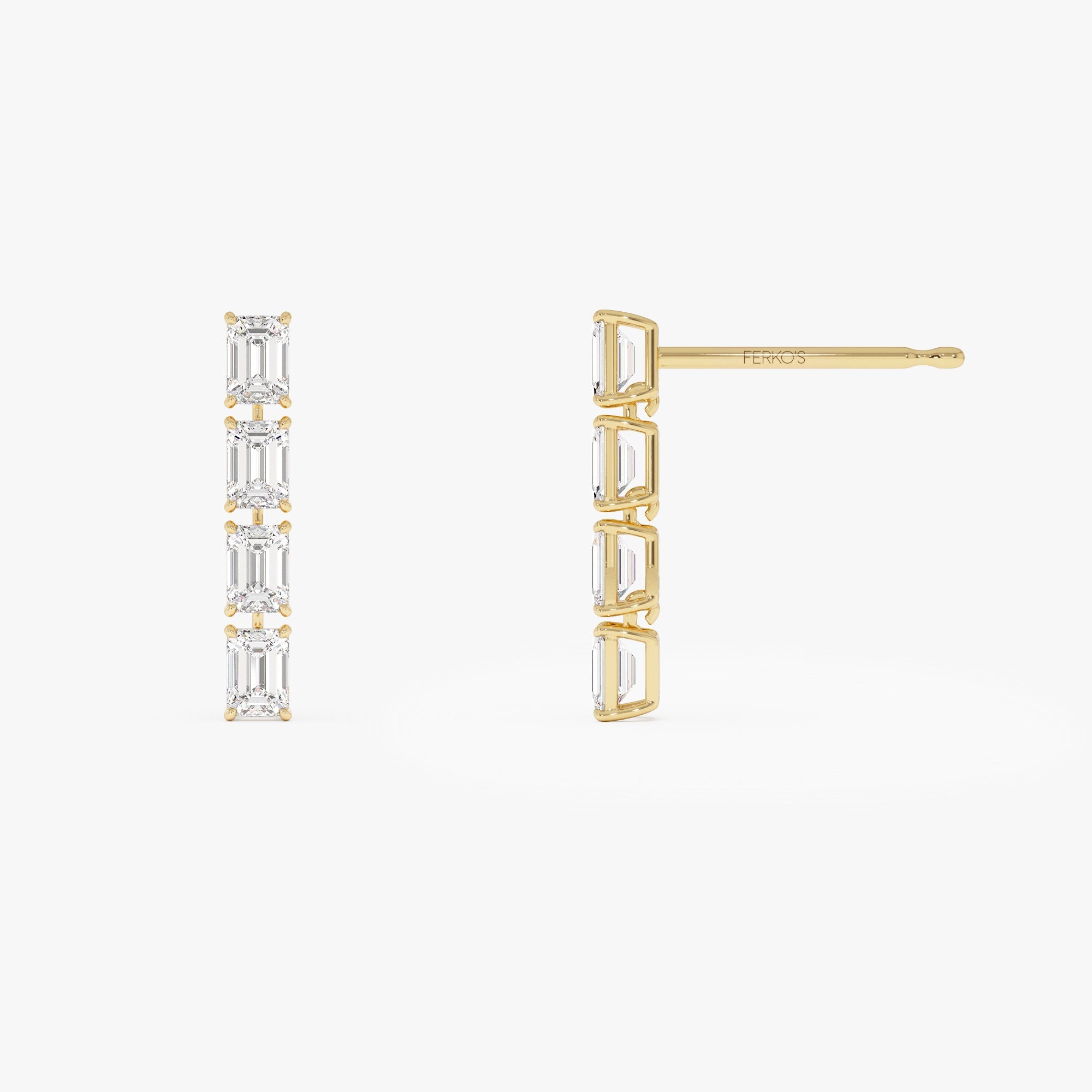 OBFJ0576 - 1.60 Ctw 14k Prong Setting Emerald Cut Lab Grown Diamond Dangling Stud Earrings - Alia 7