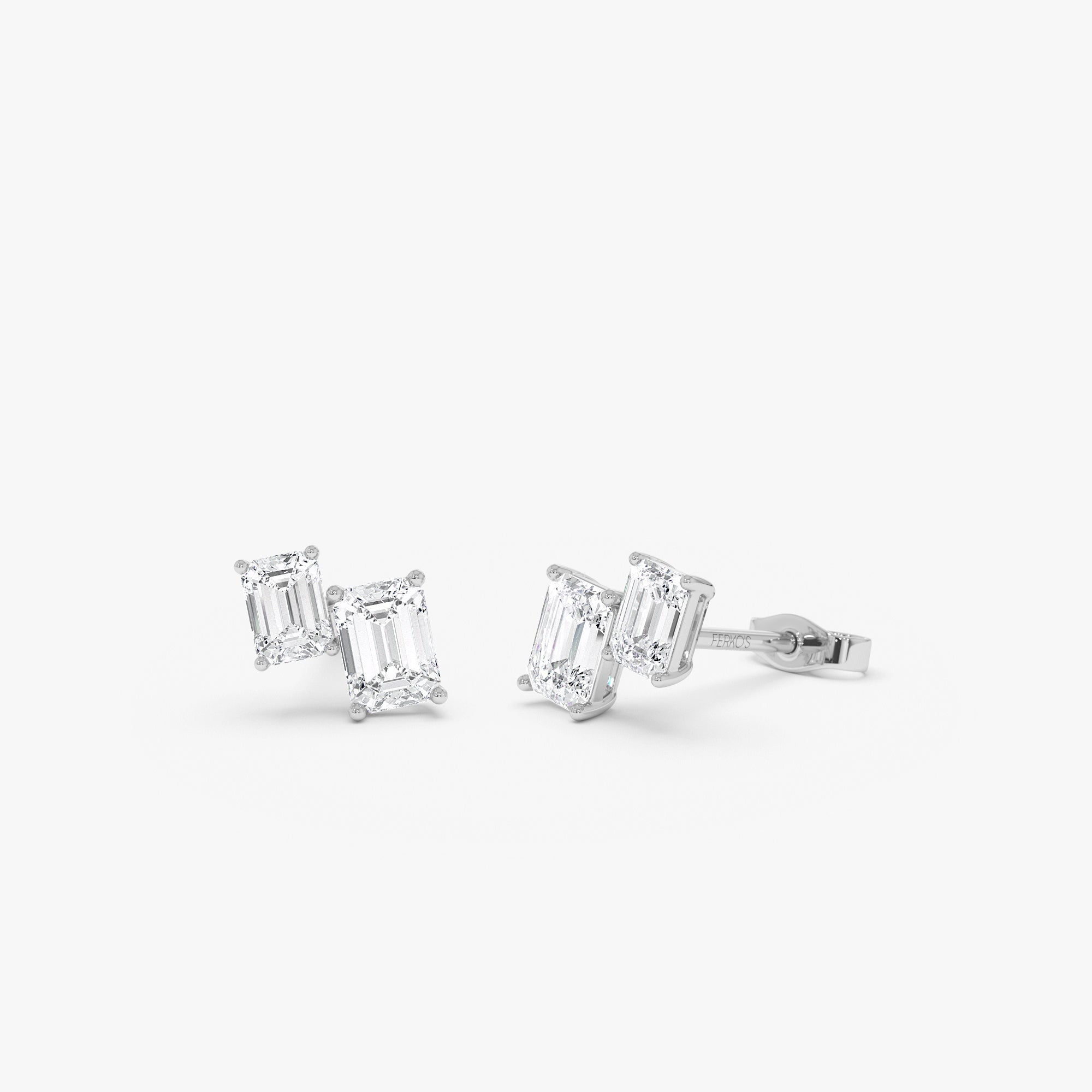 OBFJ0573 - 1.75 ctw 14k Lab Grown Emerald Cut Diamond Double Stud Earrings - Dana 7