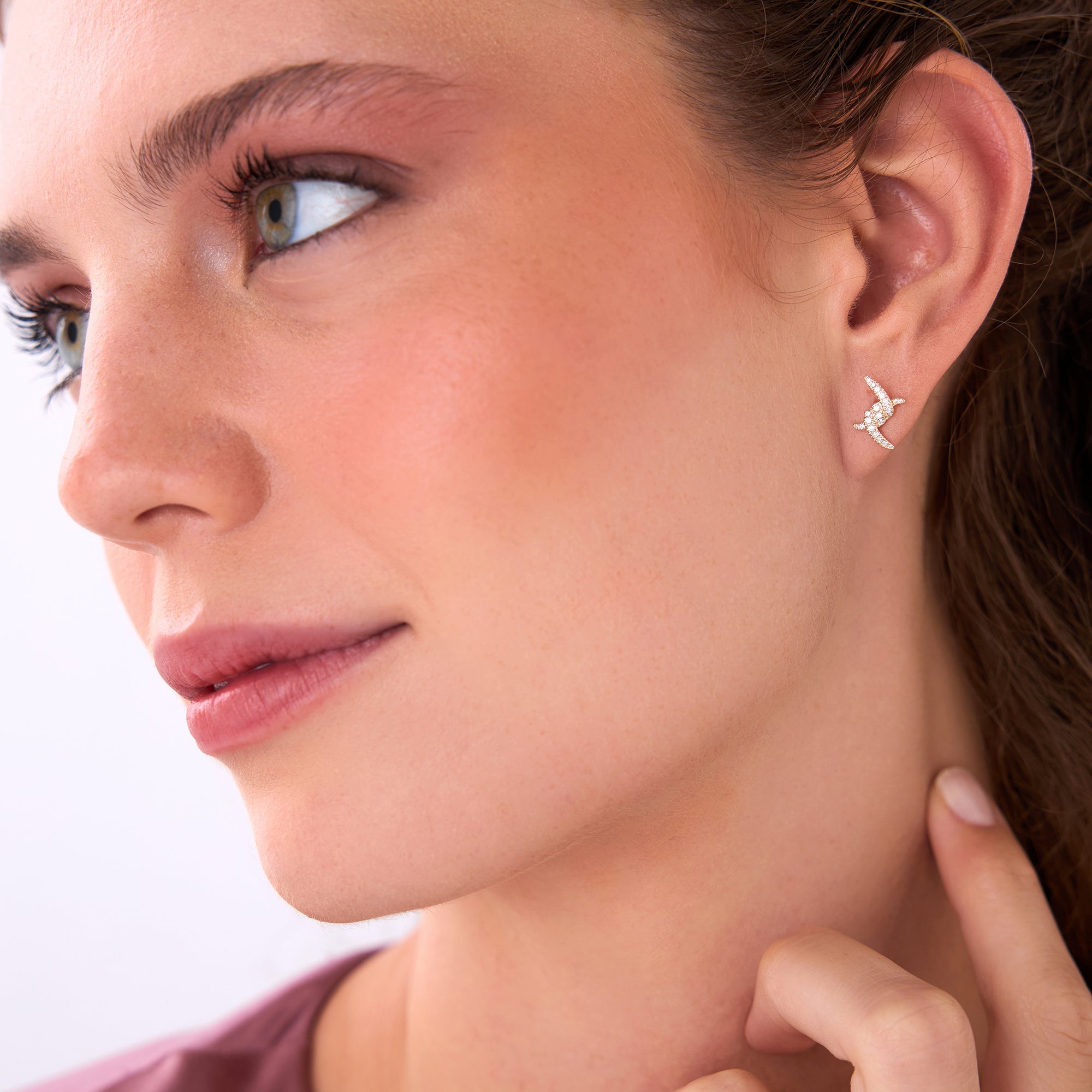 OBFJ0620 - 14k Diamond Knot Unique Stud Earrings 3