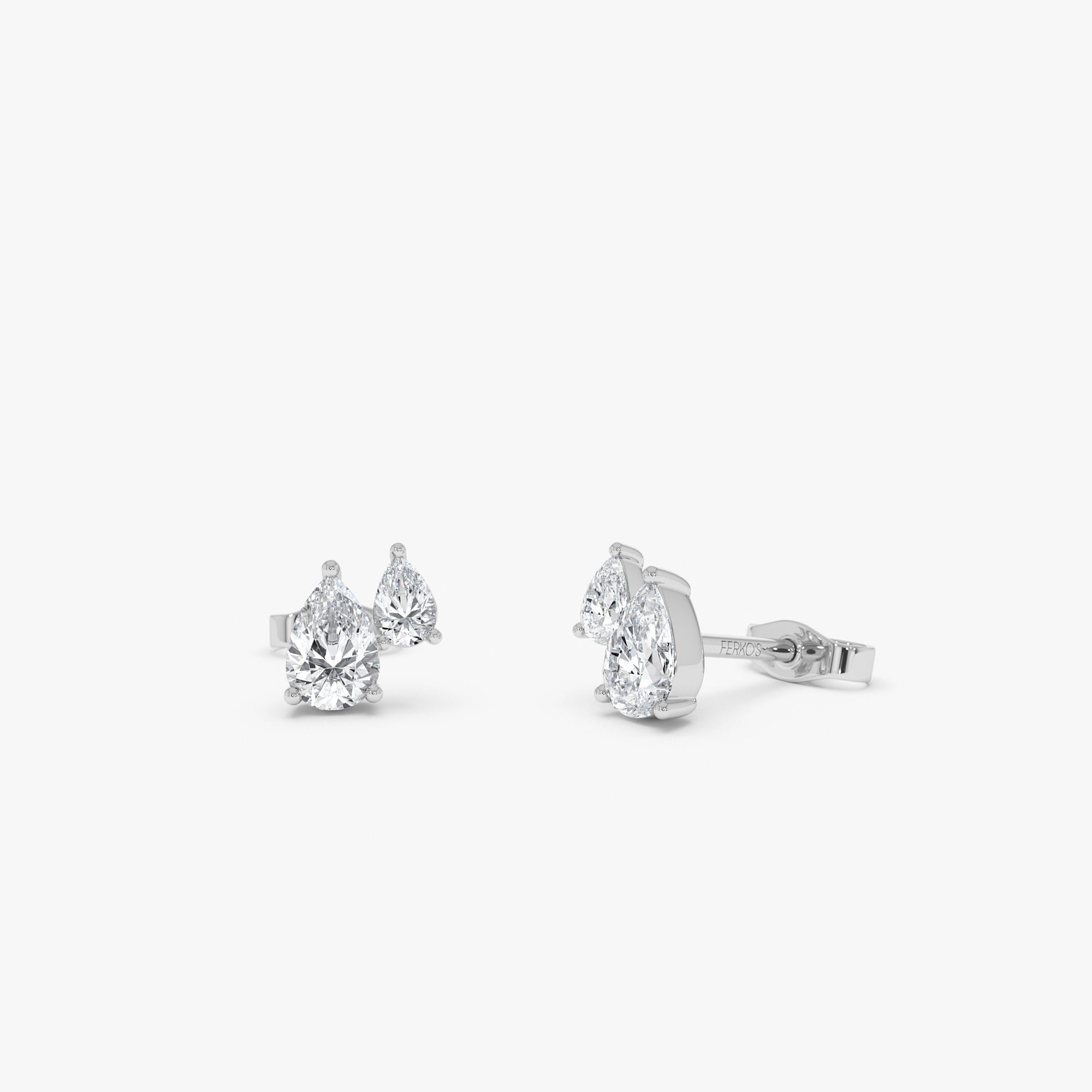 OBFJ0556 - 0.85 Ctw 14k Prong Setting Lab Grown Diamond Double Pear Stud Earrings - Helia 7