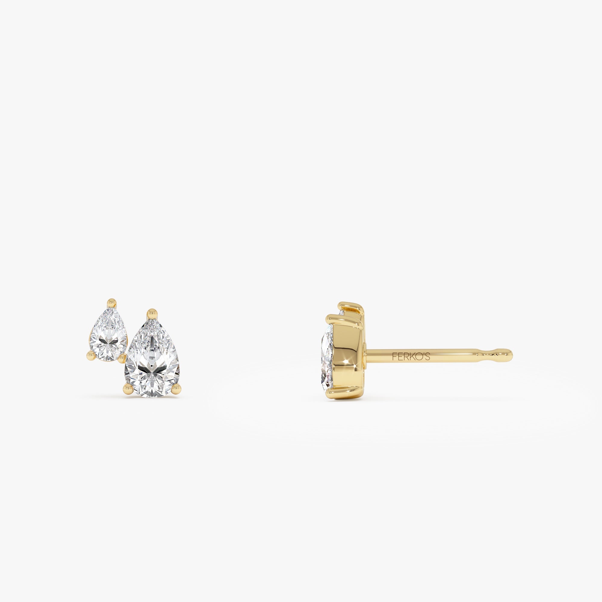 OBFJ0556 - 0.85 Ctw 14k Prong Setting Lab Grown Diamond Double Pear Stud Earrings - Helia 8