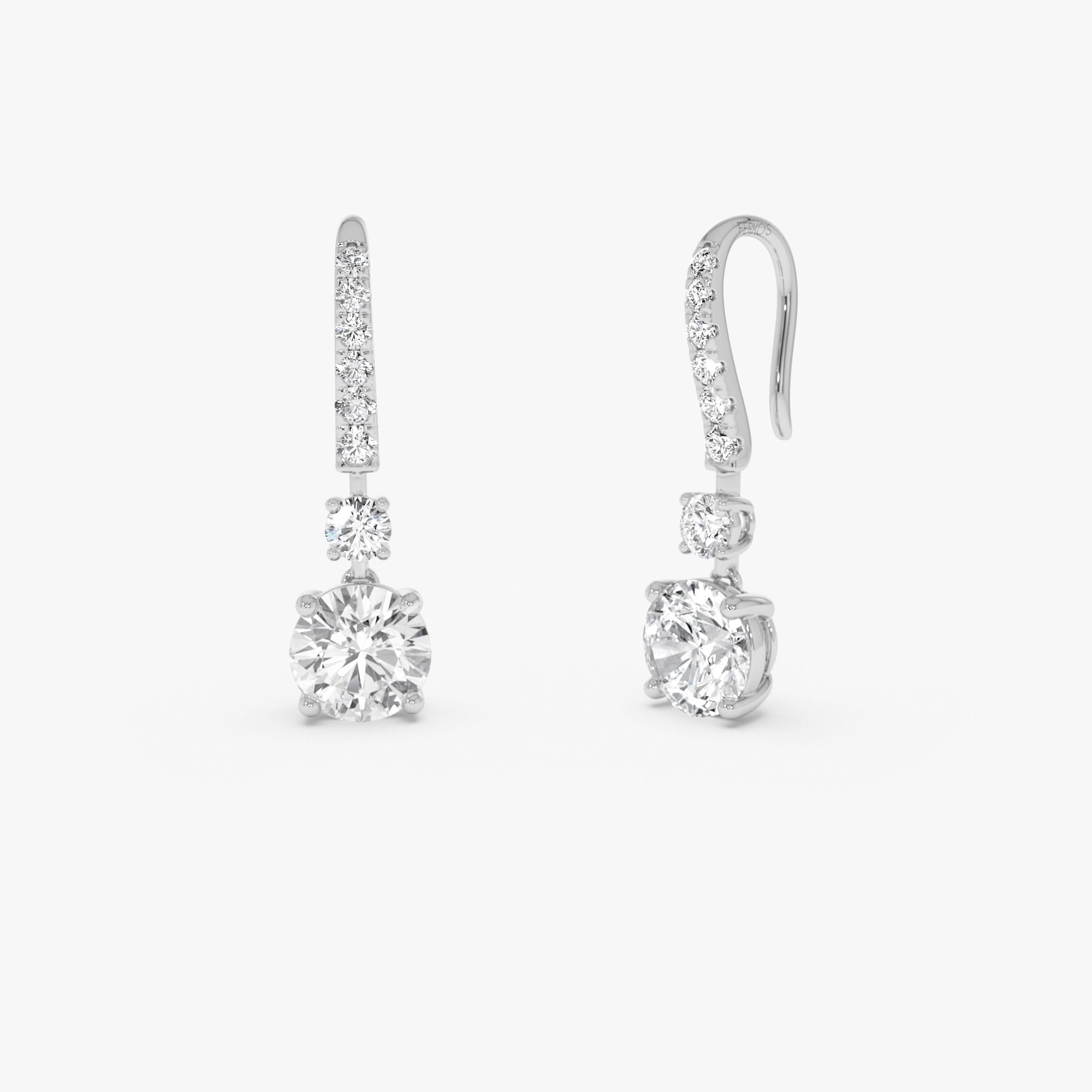 OBFJ0368 - 2.45 Ctw 14k Round Lab Grown Diamond Drop Earrings - Clia 4