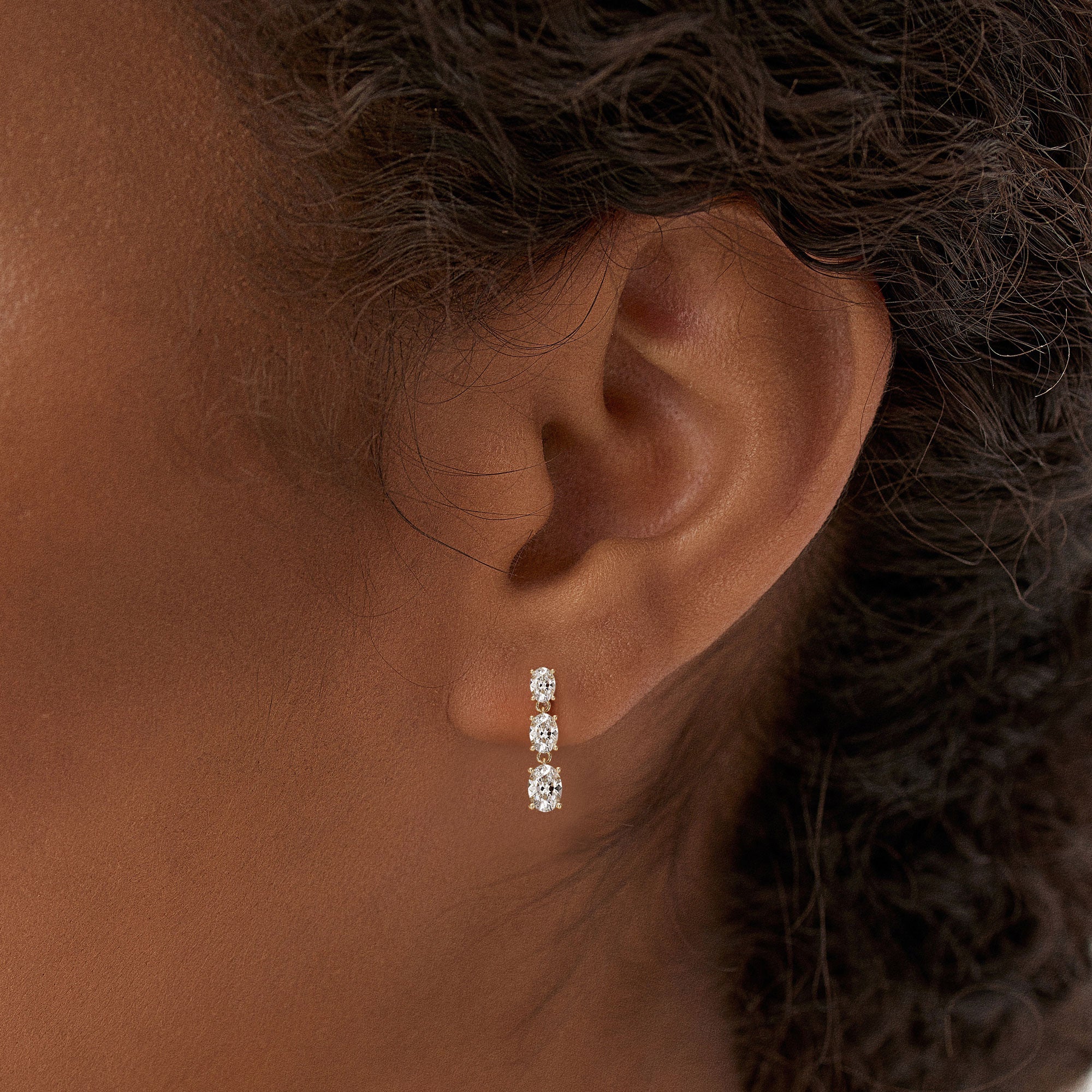 OBFJ0339 - 2.00 Ctw 14k Oval Shape Lab Grown Diamond Dangling Earrings - Zara 2