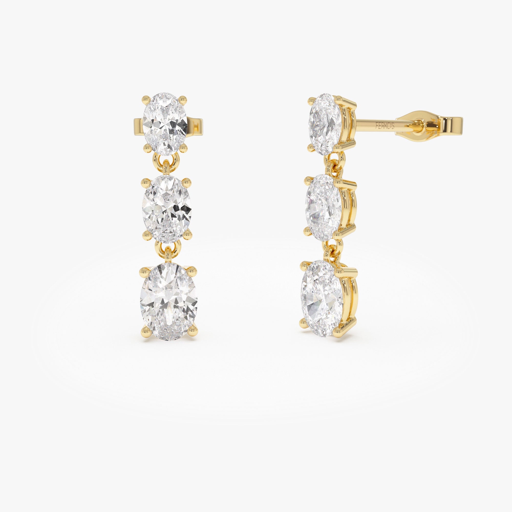 OBFJ0339 - 2.00 Ctw 14k Oval Shape Lab Grown Diamond Dangling Earrings - Zara 1