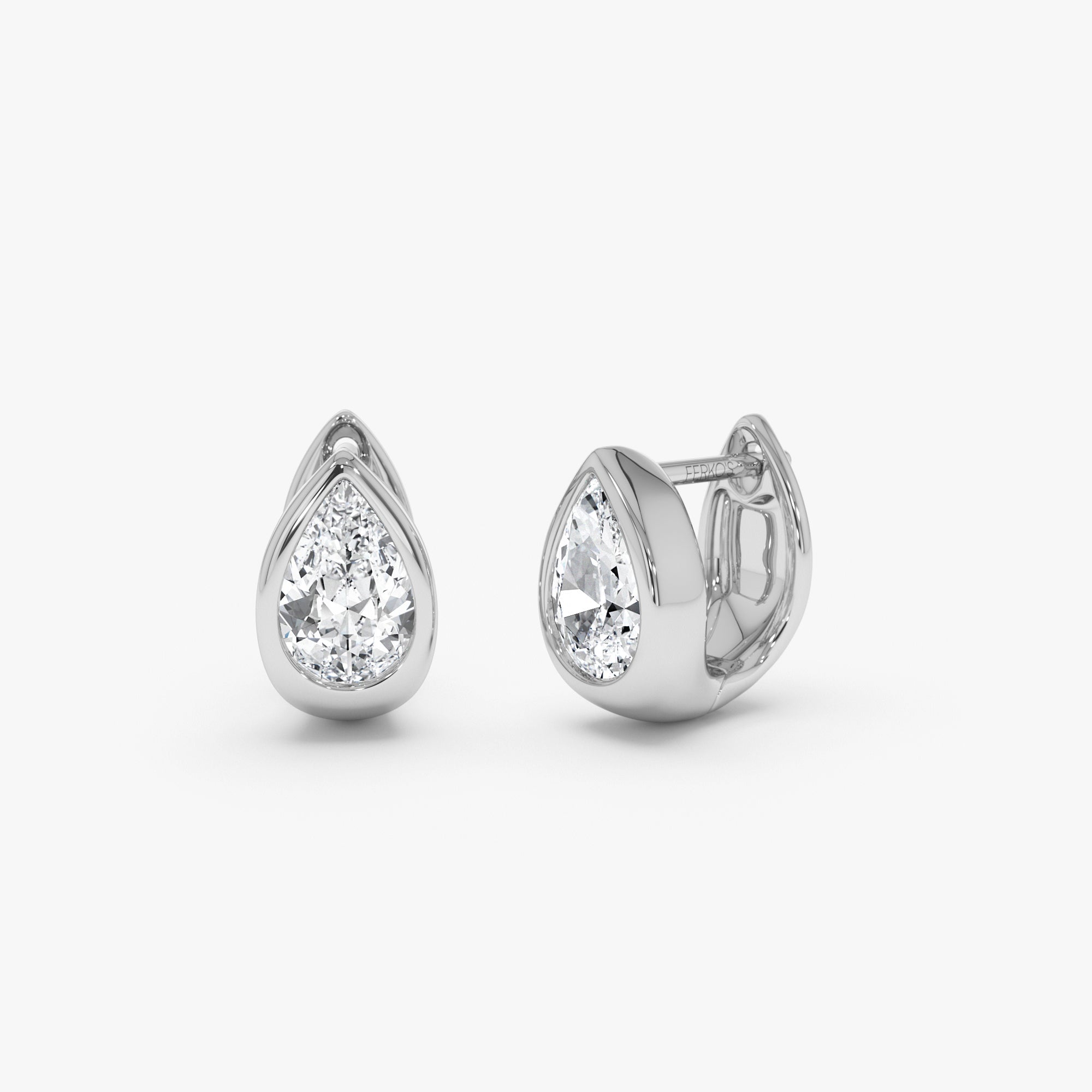 OBFJ0296 - 1.55 Ctw 14K Pear Lab Diamond Bezel Statement Stud Earrings - Adina 6
