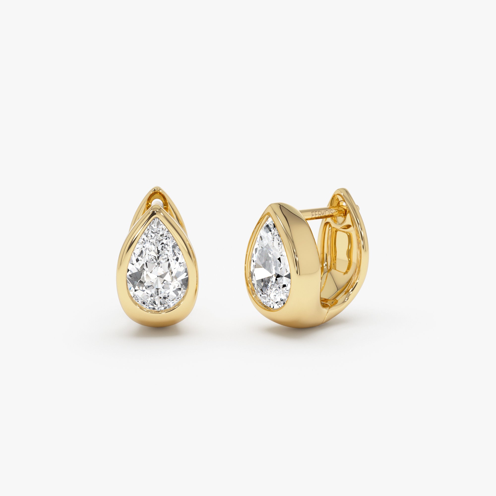 OBFJ0296 - 1.55 Ctw 14K Pear Lab Diamond Bezel Statement Stud Earrings - Adina 1