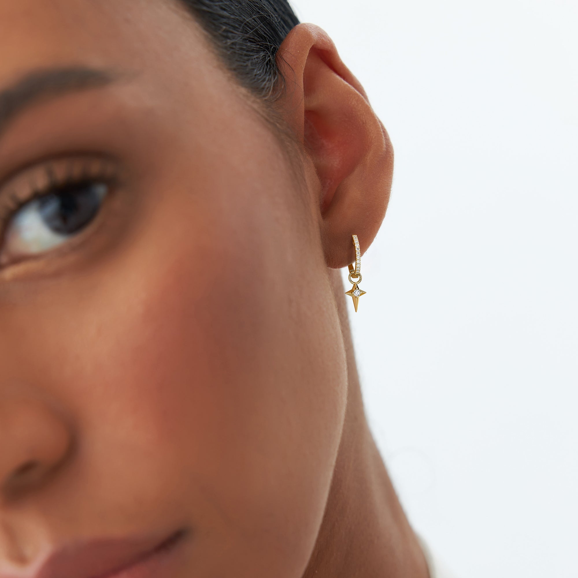OBFJ1074 - 14K Diamond Northstar Hoop Charm 3