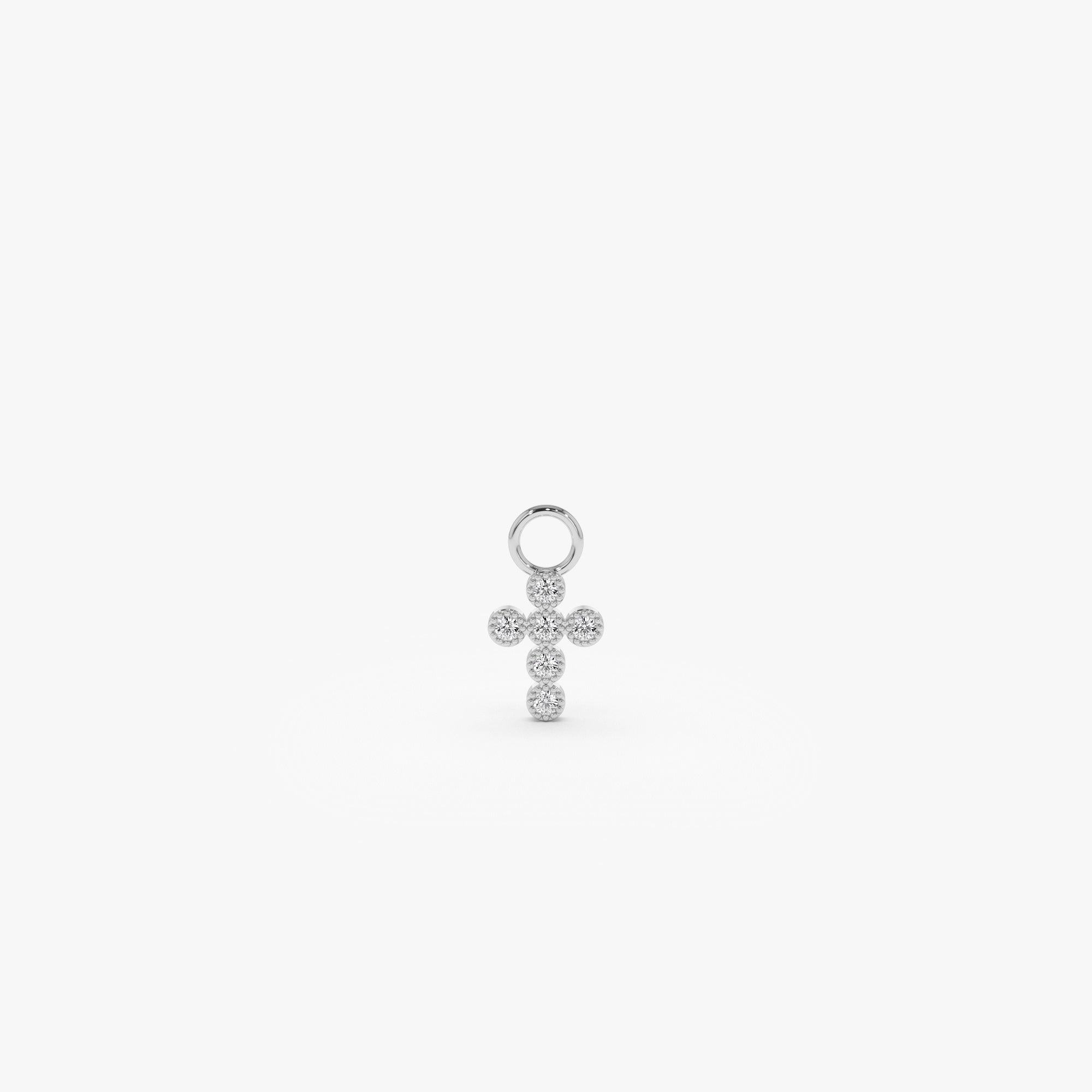 OBFJ1067 - 14k Diamond Cross Hoop Charm 5