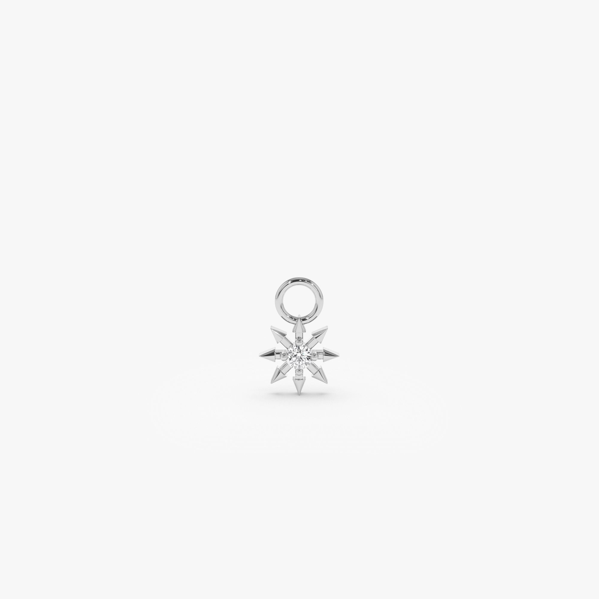 OBFJ1051 - 14k Diamond Spiked Star Hoop Charm 5