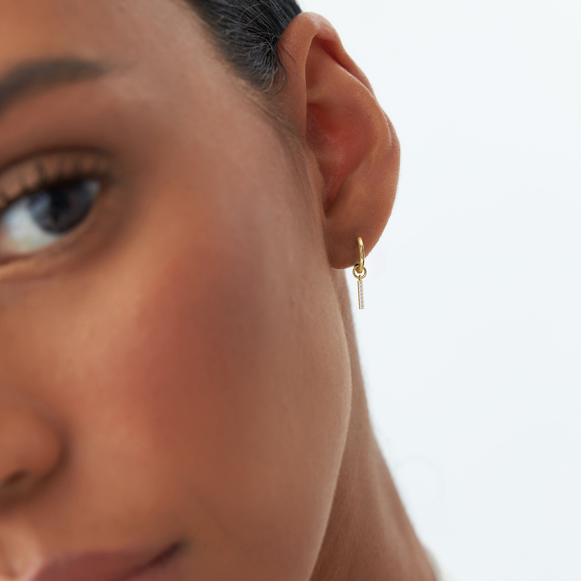 OBFJ1050 - 14k Diamond Bar Hoop Charm 3