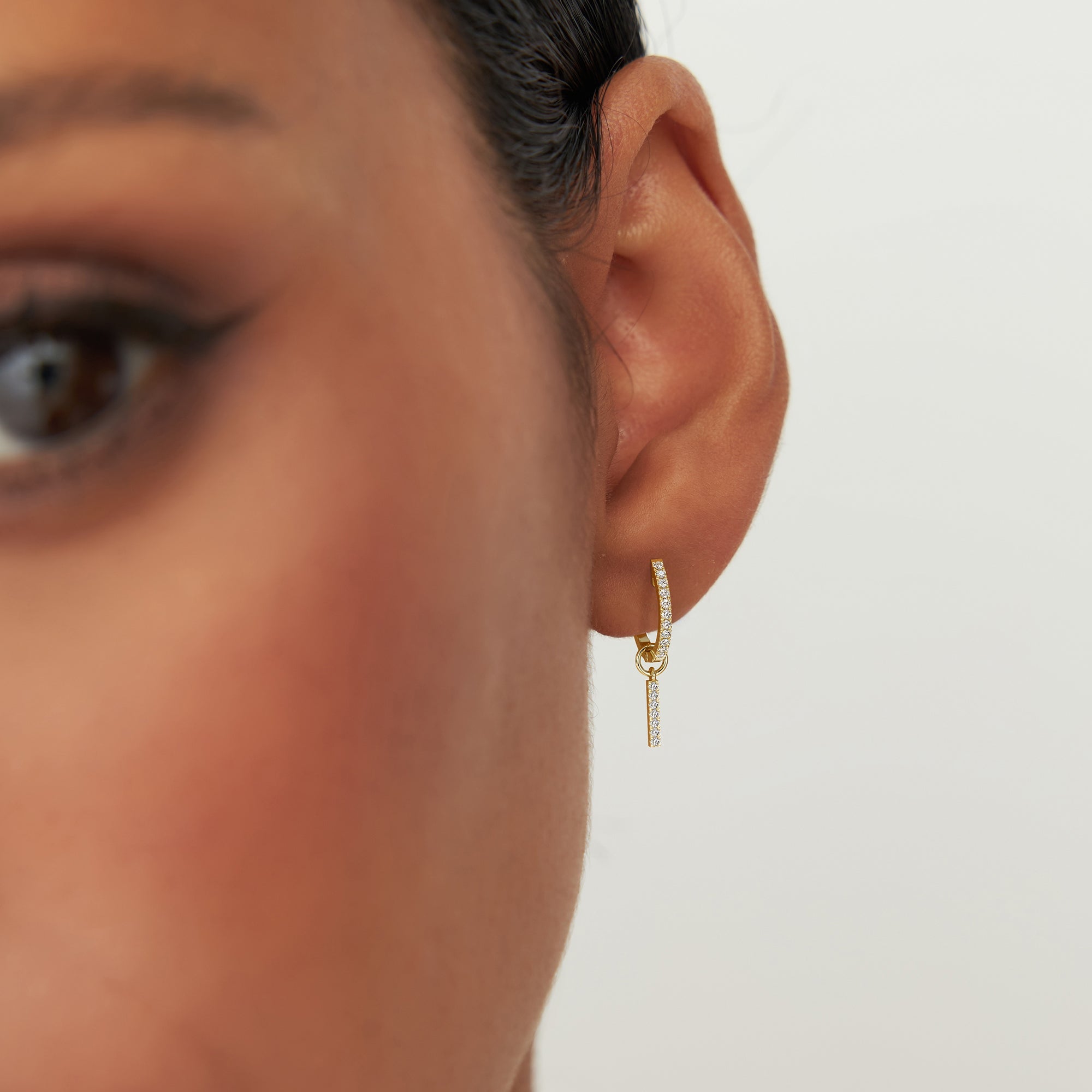 OBFJ1050 - 14k Diamond Bar Hoop Charm 2