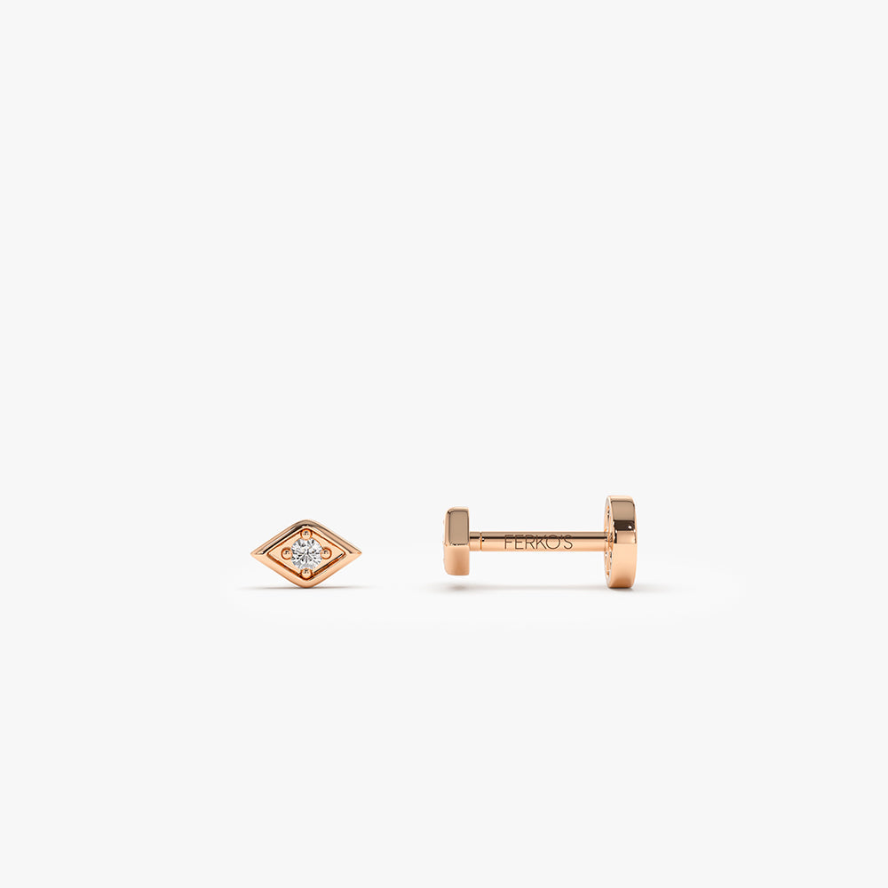 OBFJ0277 - 14K Gold Evil Eye Diamond Flat Back Stud 2