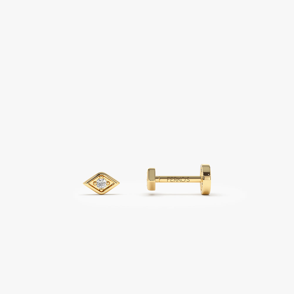 OBFJ0277 - 14K Gold Evil Eye Diamond Flat Back Stud 1