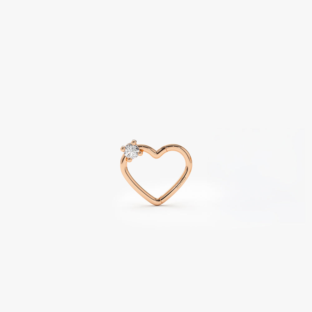 OBFJ0095 - 14K Gold Diamond Heart Eternity Hoop Earring 3