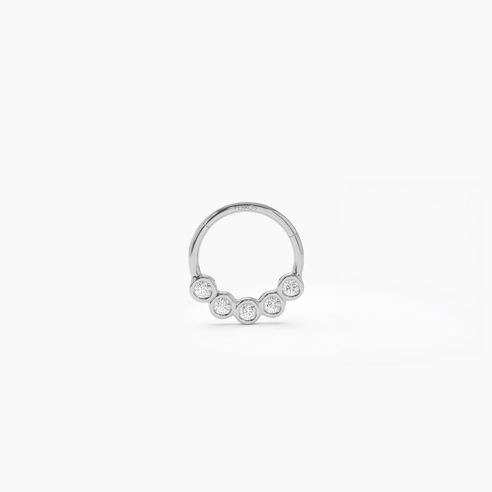 OBFJ0097 - 14K Gold Diamond Cluster Cartilage Hoop (Conch, Helix, Tragus) 4