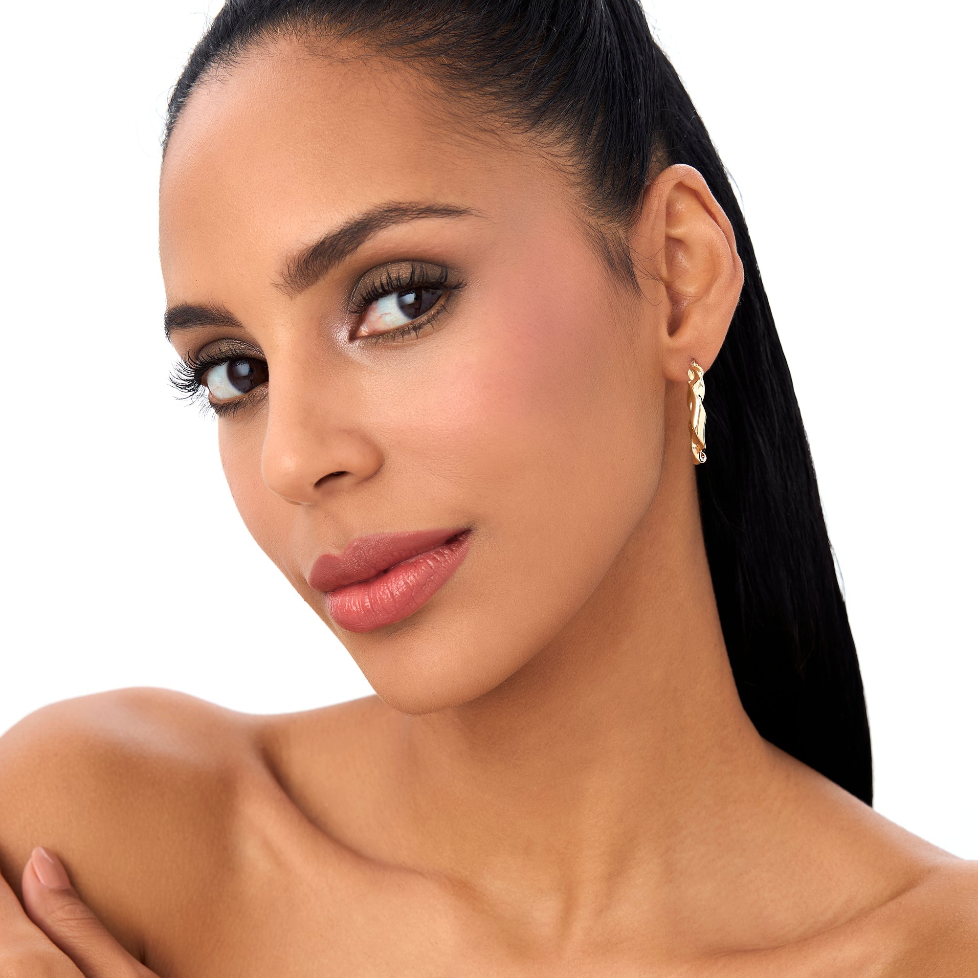 OBFJ0773 - 14k Twisted Textured Chunky Hoop Earrings 4