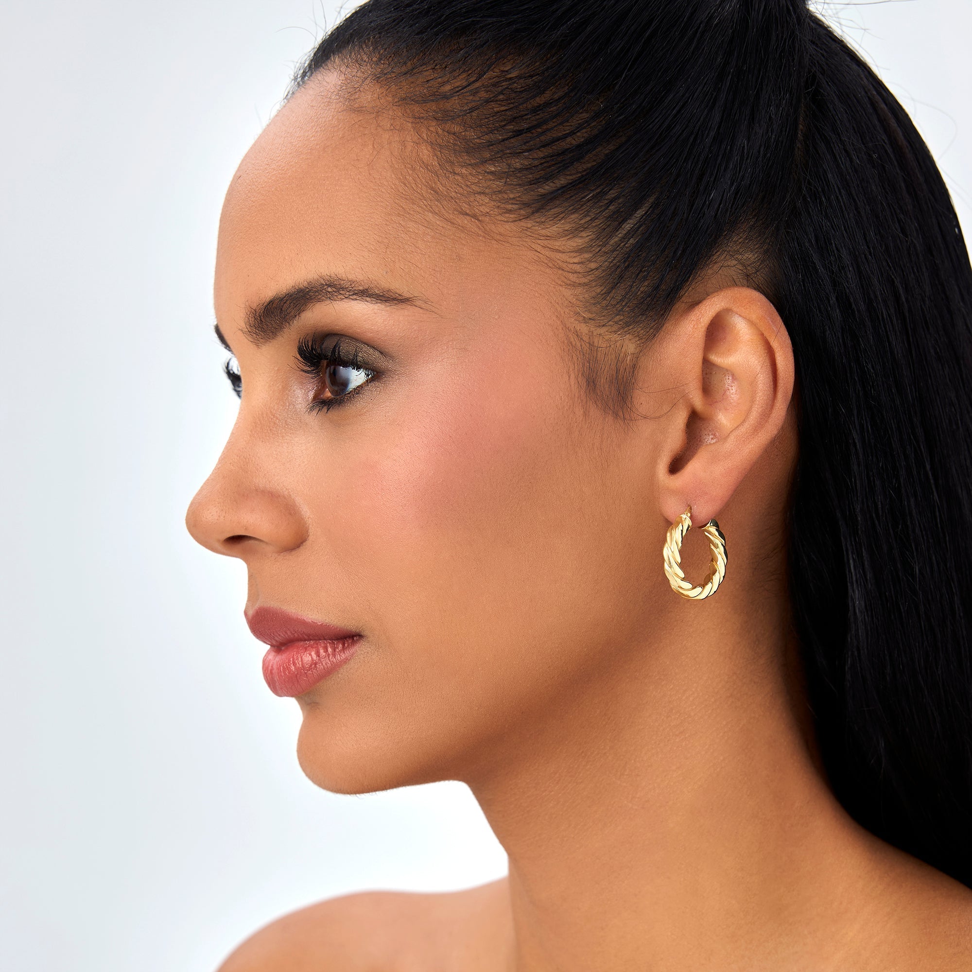 OBFJ0772 - 14k Bold Braided Hoop Earrings for Women 3