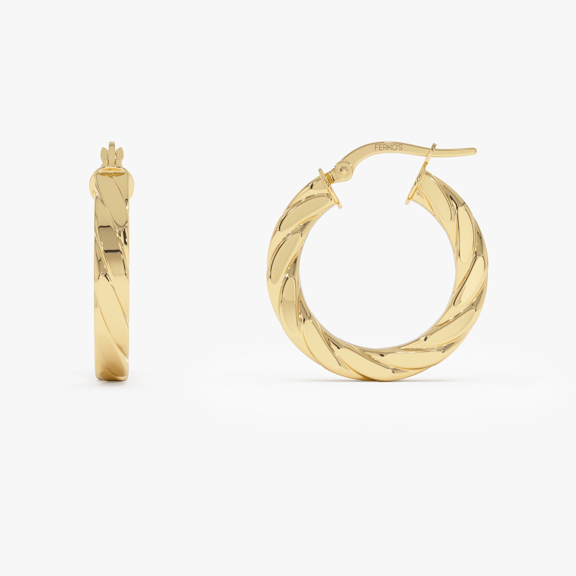 OBFJ0772 - 14k Bold Braided Hoop Earrings for Women 6