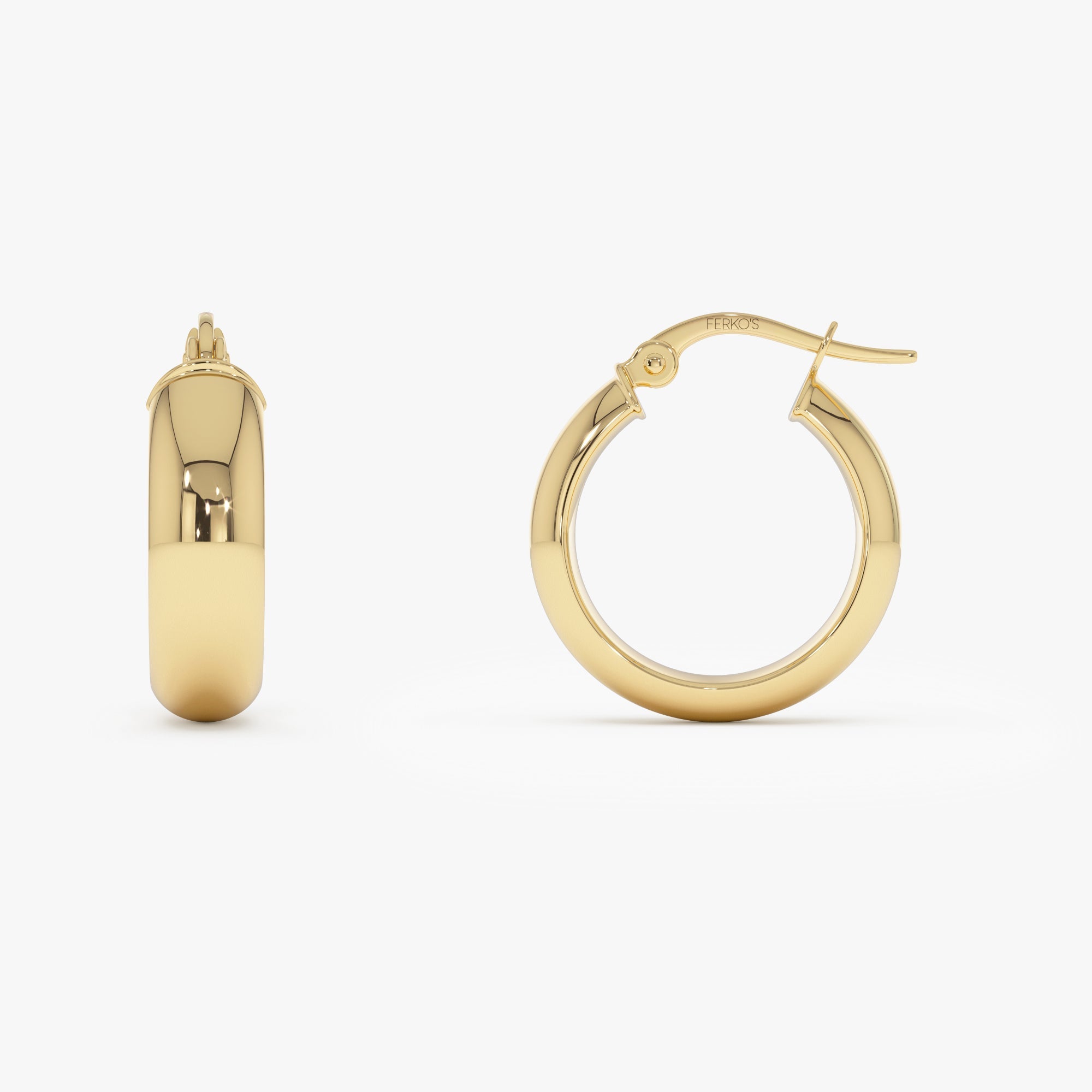 OBFJ0743 - 14k Gold 6MM Wide Hoops 7