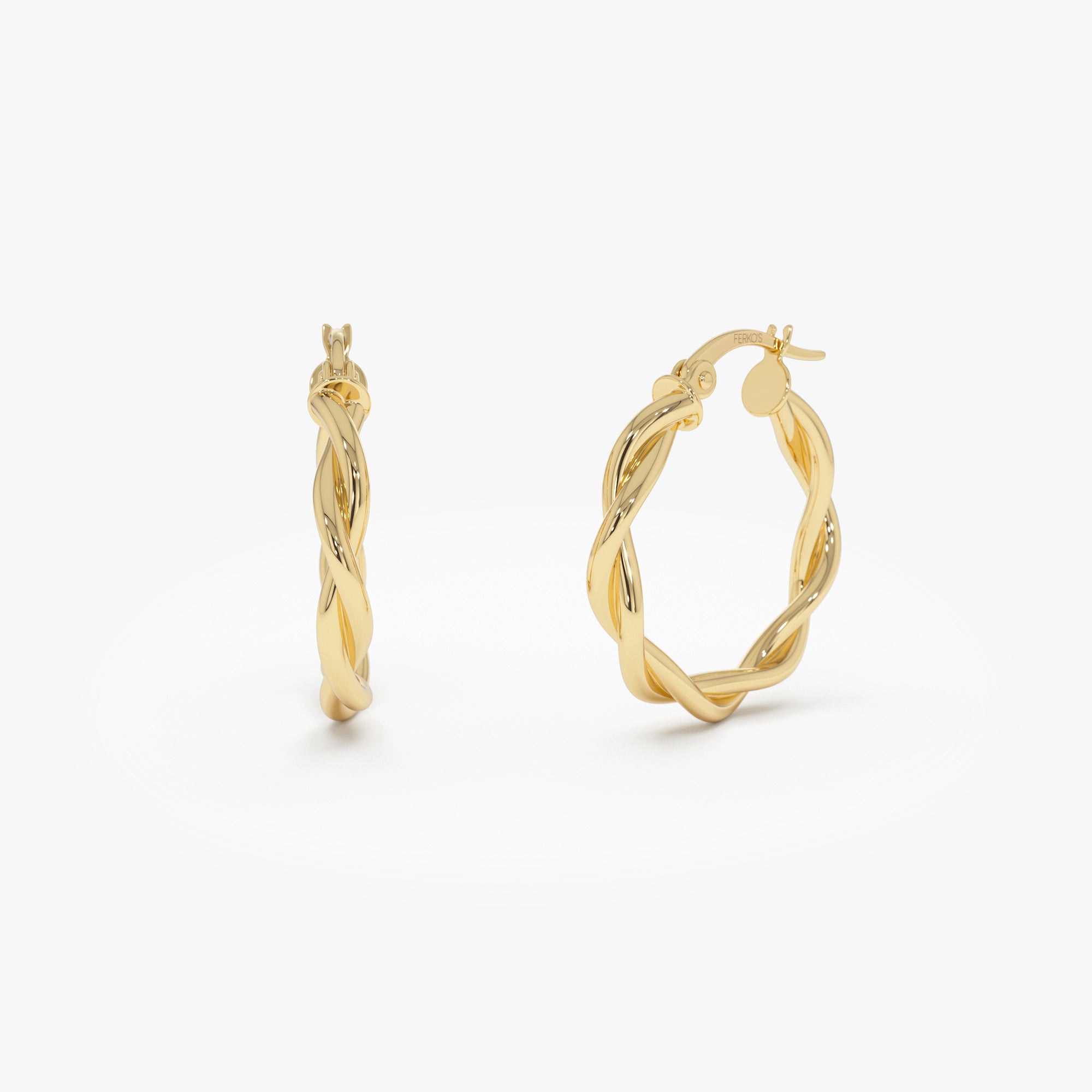OBFJ0774 - 14k Braided Hoop Earrings 20MM 1