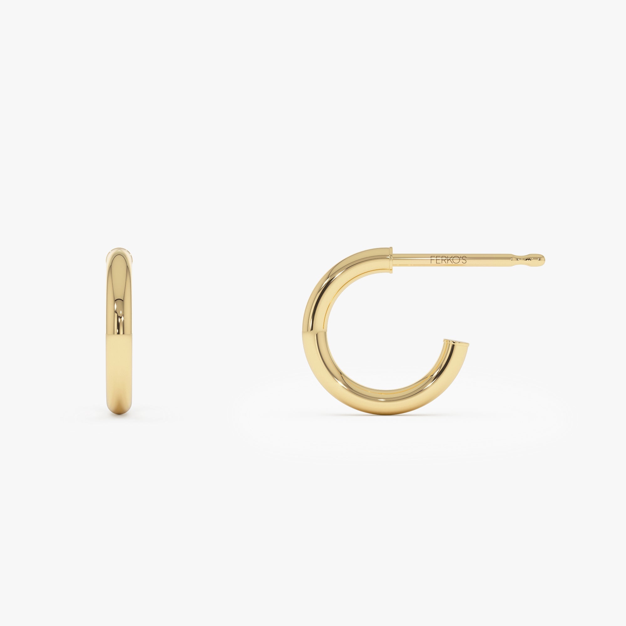 OBFJ0742 - 14K 2MM Dainty Gold Hoops 7
