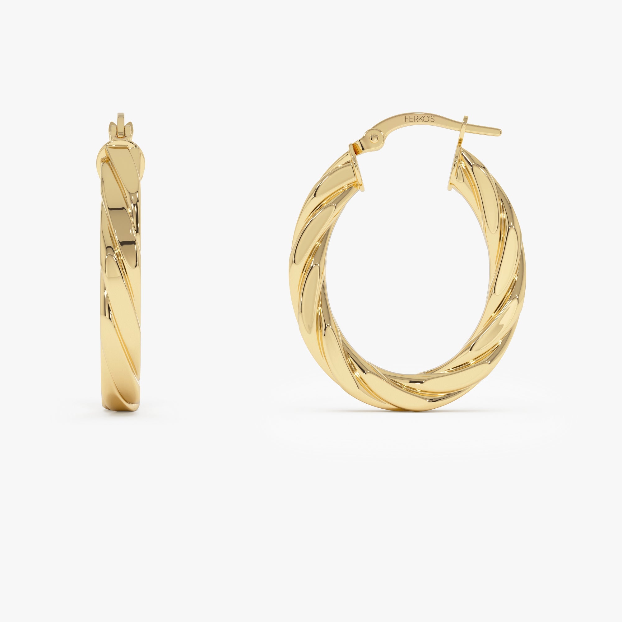 OBFJ0777 - 14k Bold Twisted Oval Hoops 4