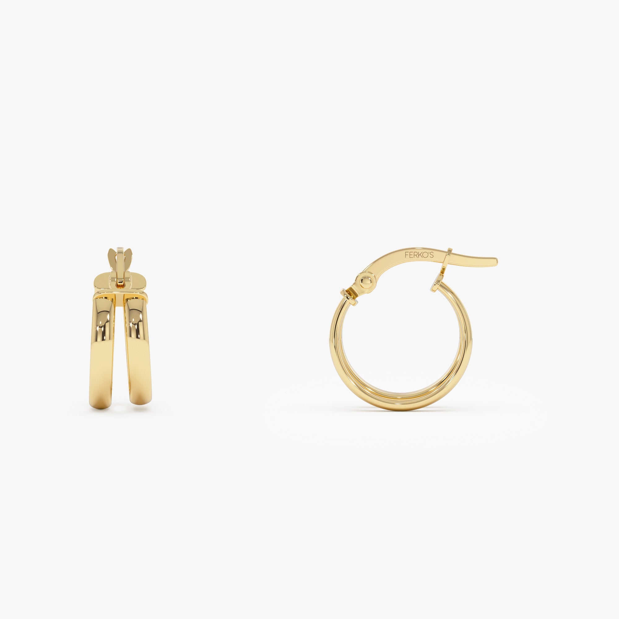 OBFJ0337 - 14k Small Two Row Hoop Earrings 7