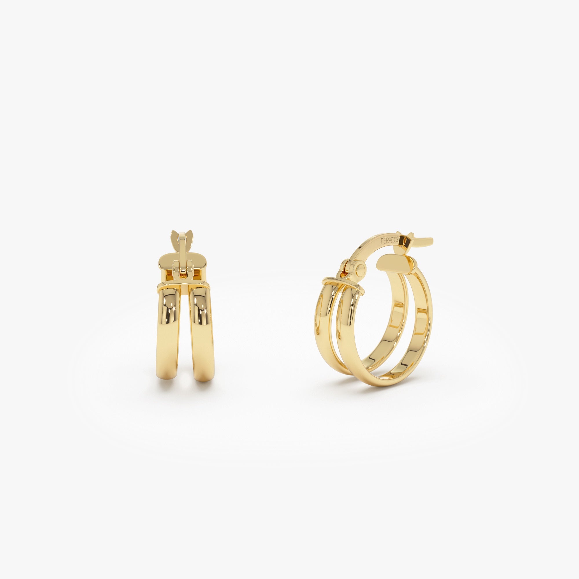 OBFJ0337 - 14k Small Two Row Hoop Earrings 1