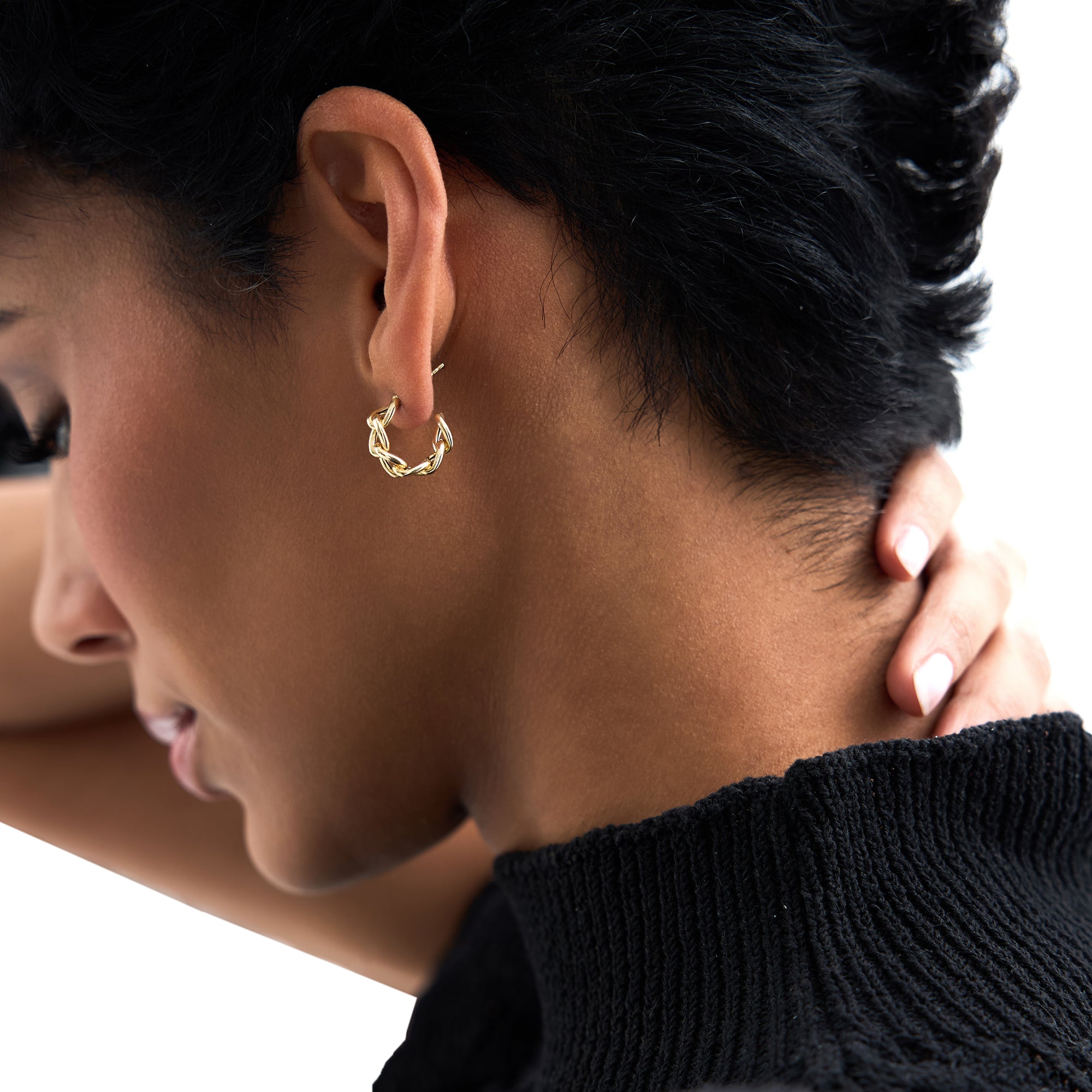 OBFJ0696 - 14K Gold 15MM Link Hoops 4