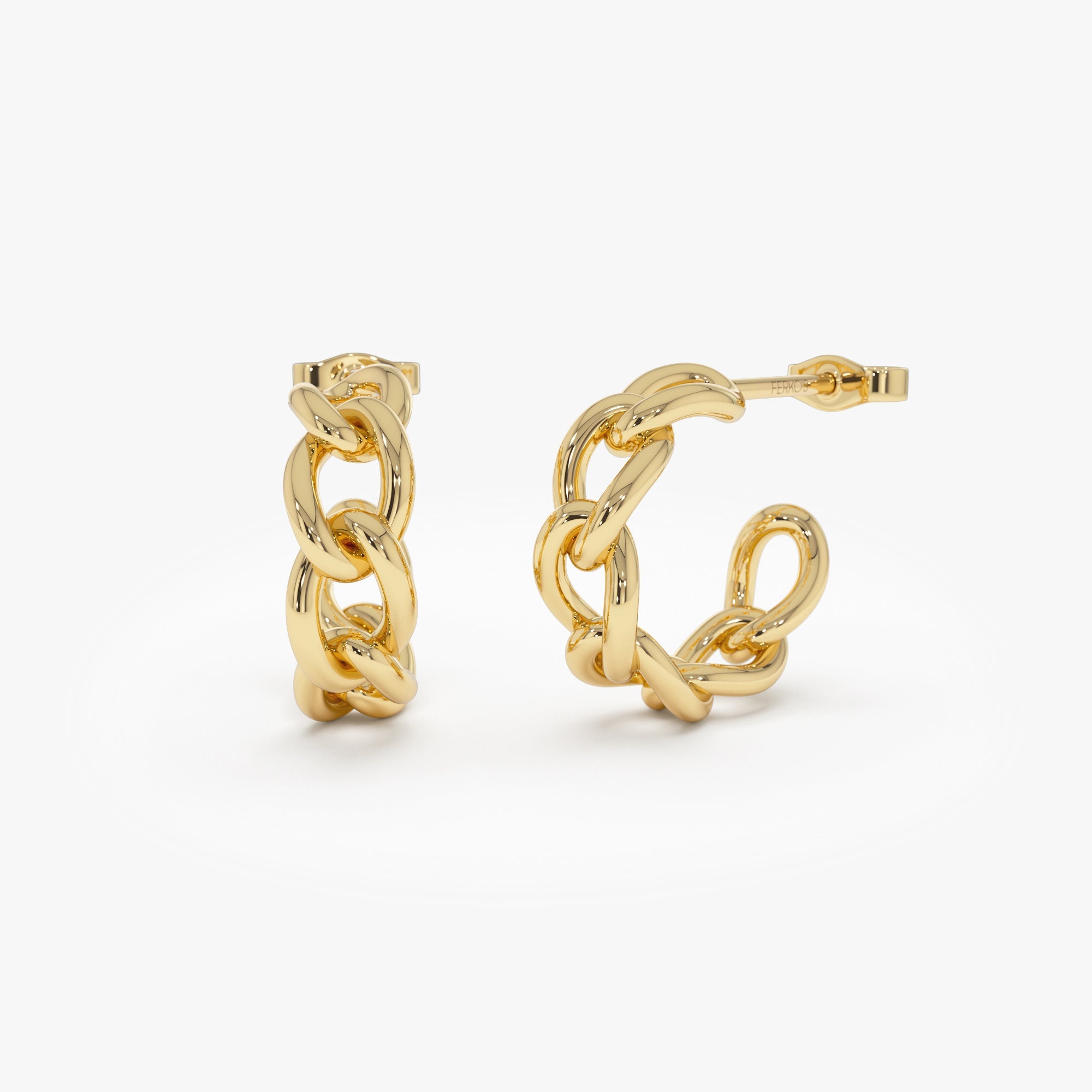 OBFJ0696 - 14K Gold 15MM Link Hoops 1