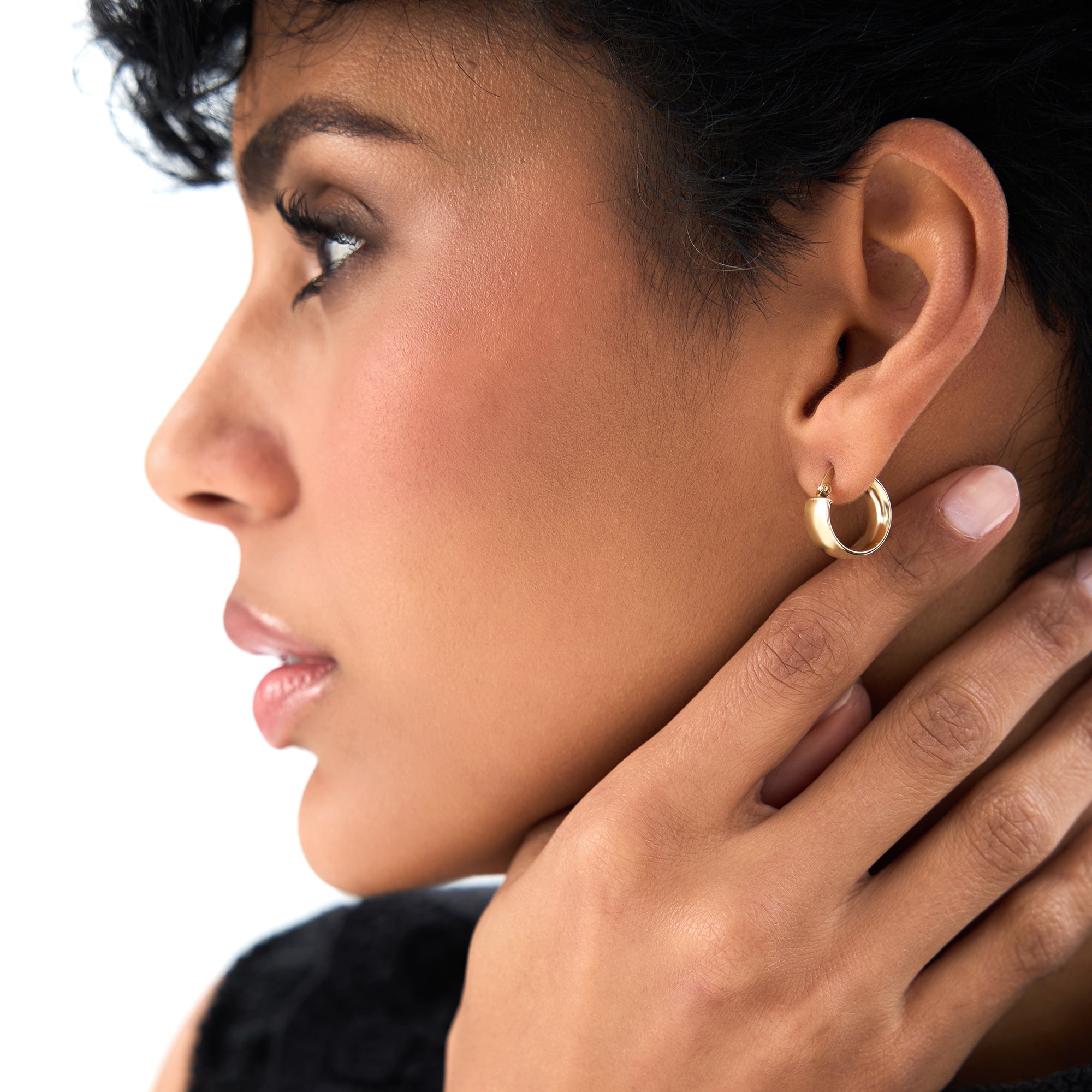 OBFJ0702 - 14K Gold 6MM Bold Mini Hoops 2