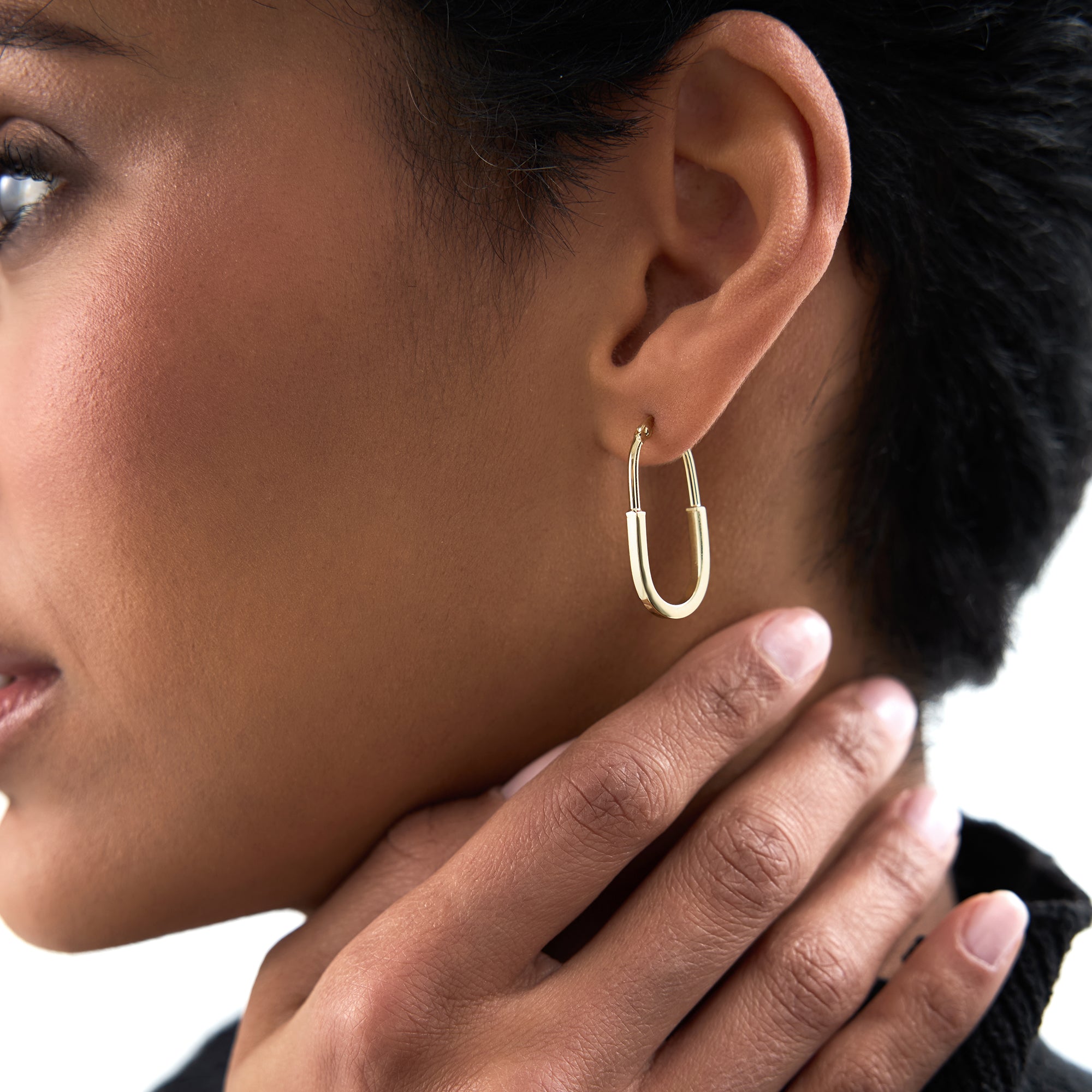 OBFJ0701 - 14K Gold Flat Edge Hoop Earrings 4