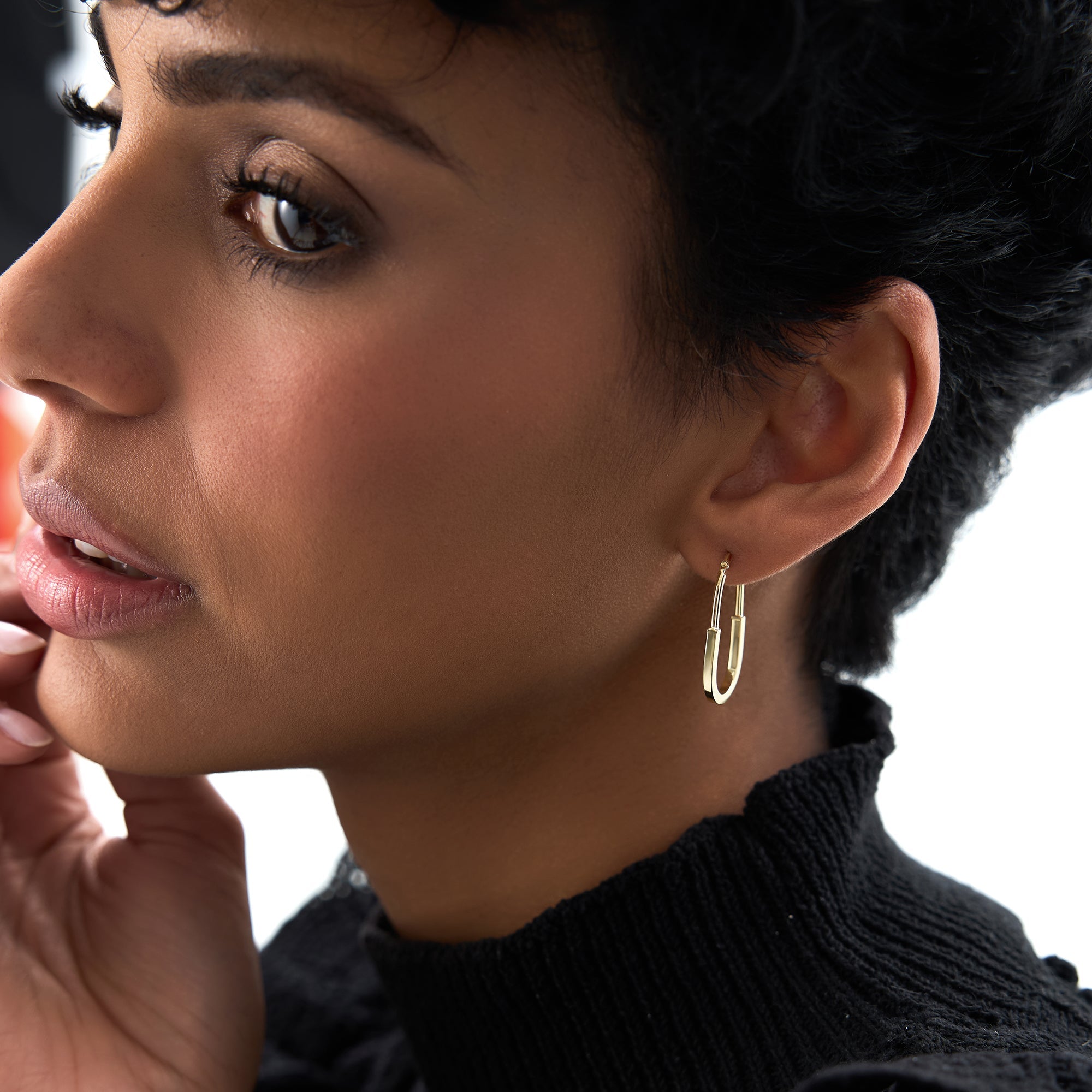 OBFJ0701 - 14K Gold Flat Edge Hoop Earrings 5