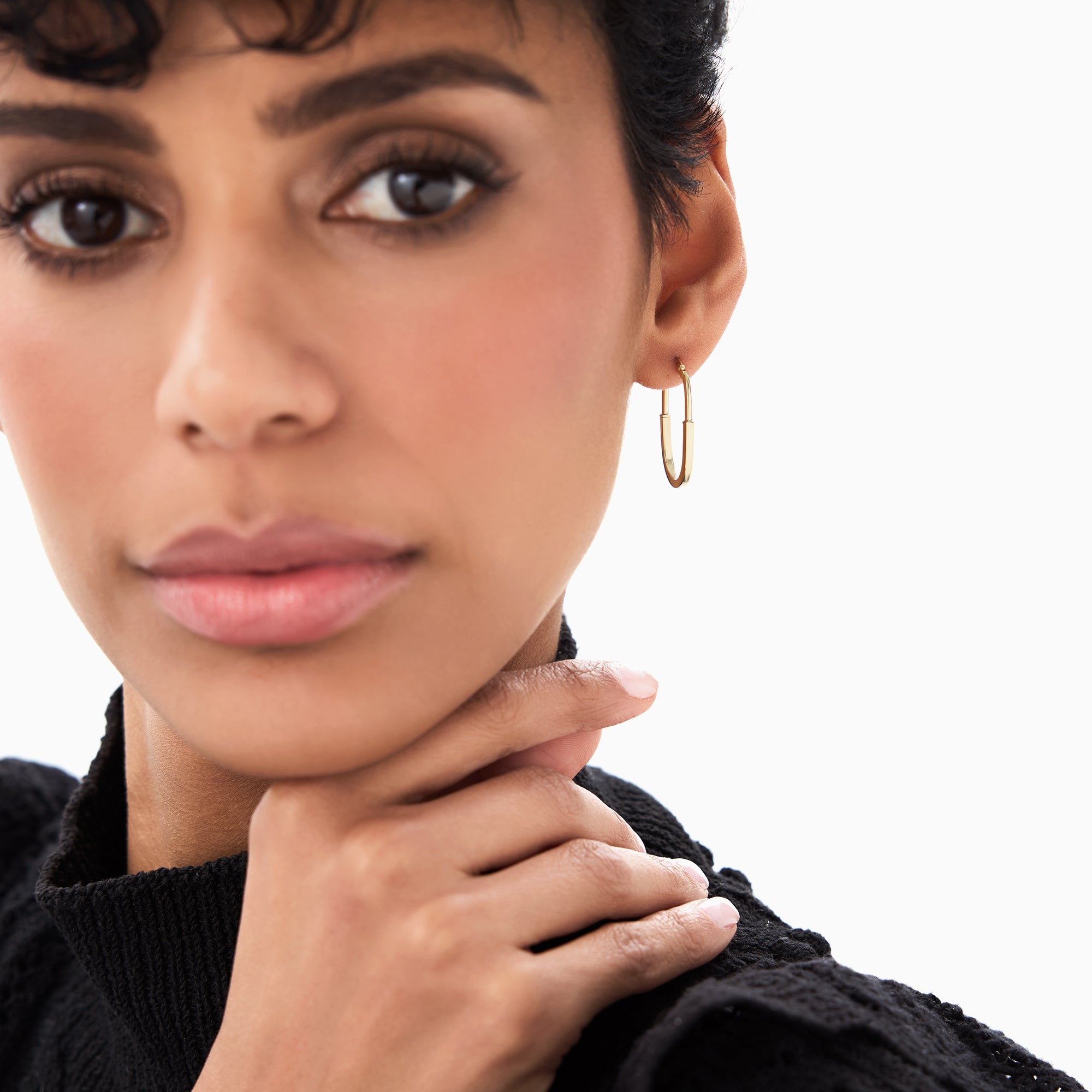 OBFJ0701 - 14K Gold Flat Edge Hoop Earrings 7