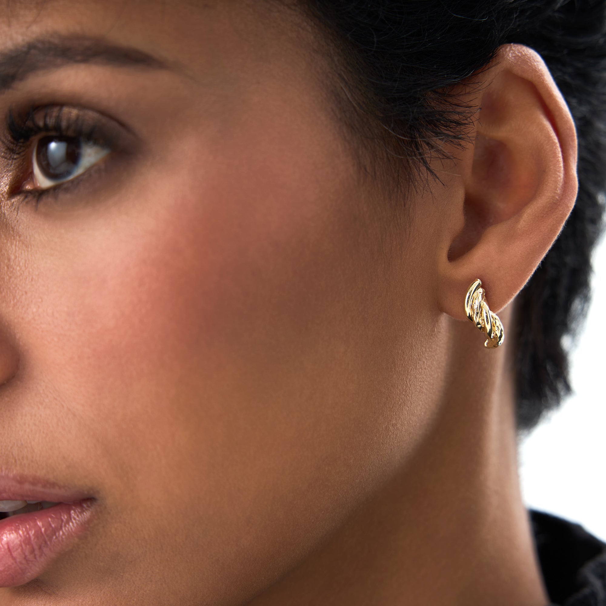 OBFJ0695 - 14K Gold Twisted Curve Earrings 2