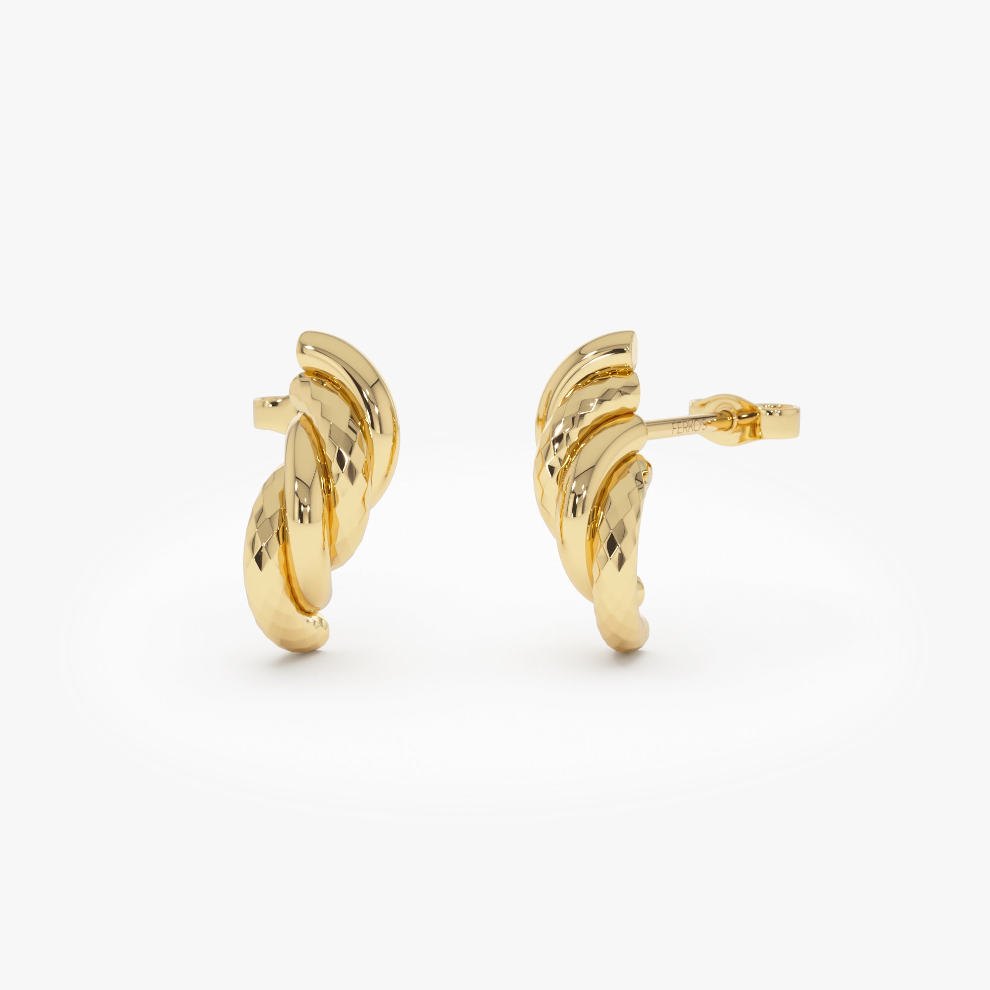 OBFJ0695 - 14K Gold Twisted Curve Earrings 1