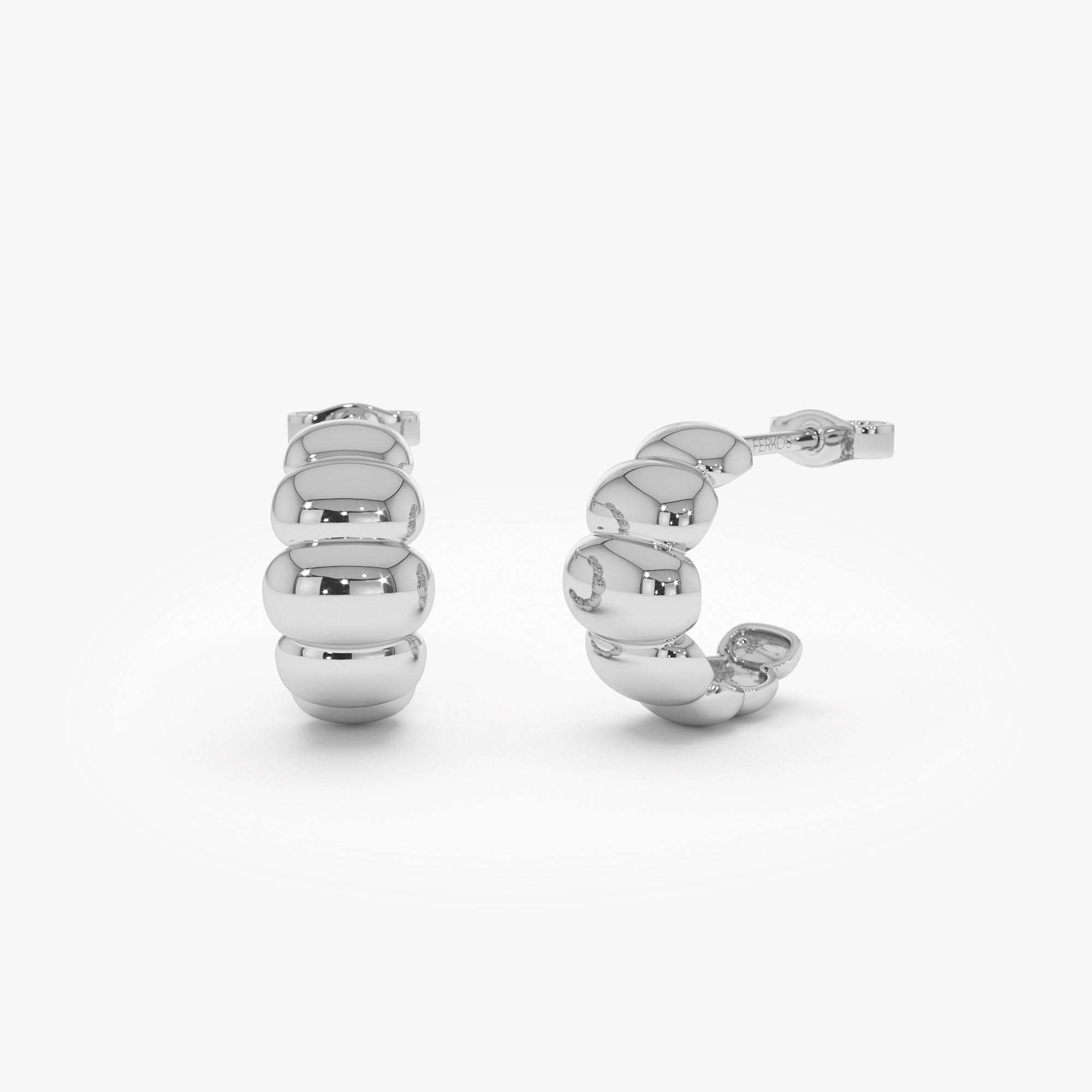 OBFJ0531 - 14k Gold Chuncky Bubble Hoop Earrings 6