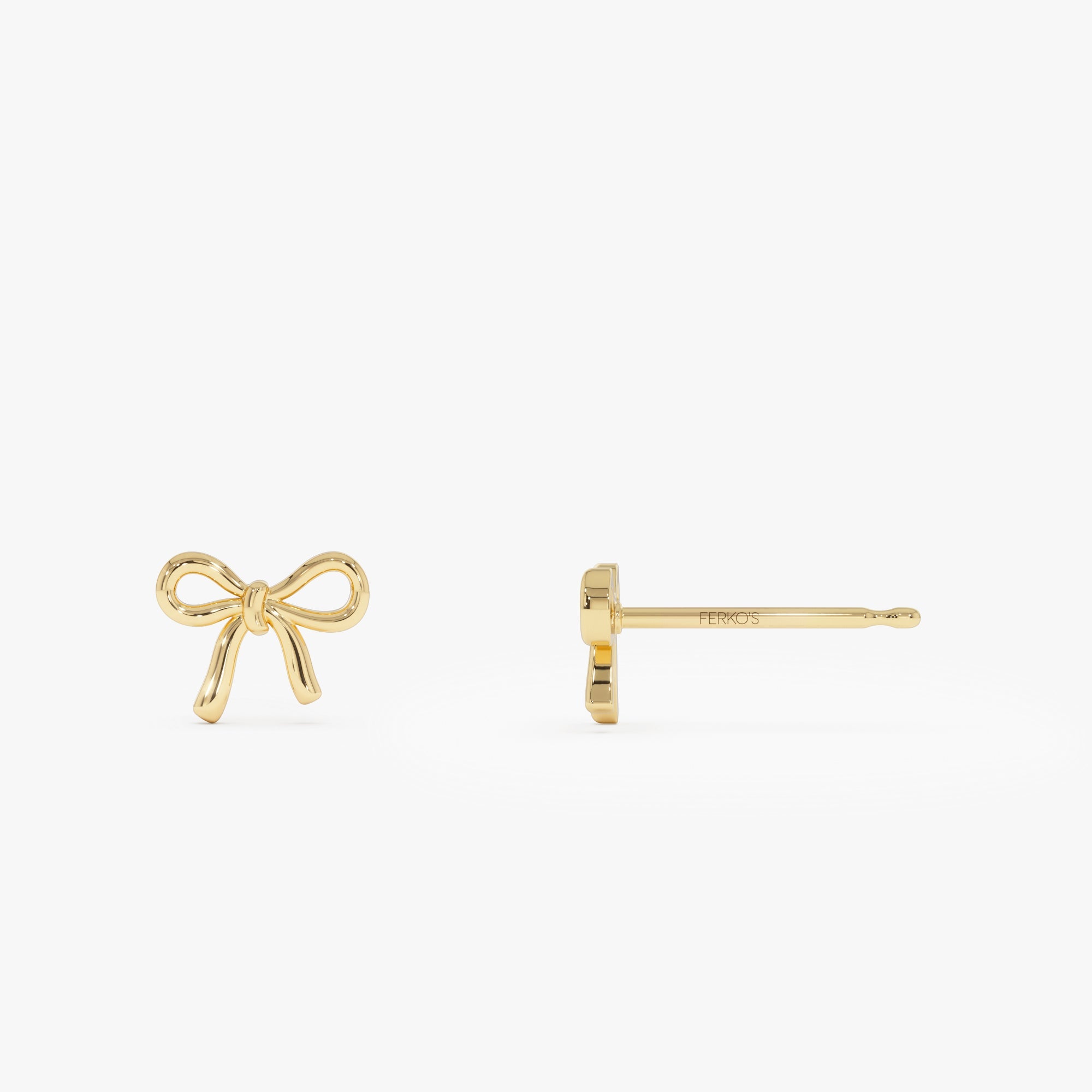 OBFJ0433 - 14k Gold Bow Stud Earrings 8