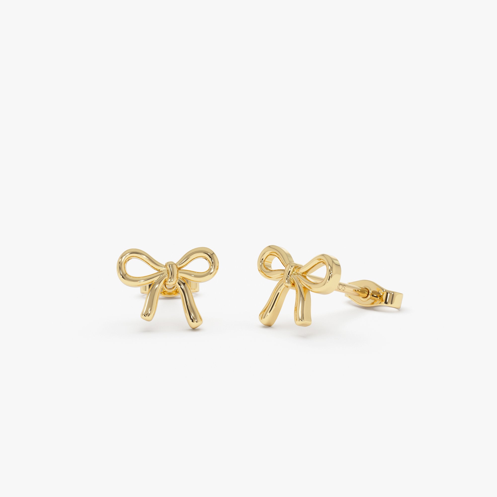 OBFJ0433 - 14k Gold Bow Stud Earrings 1