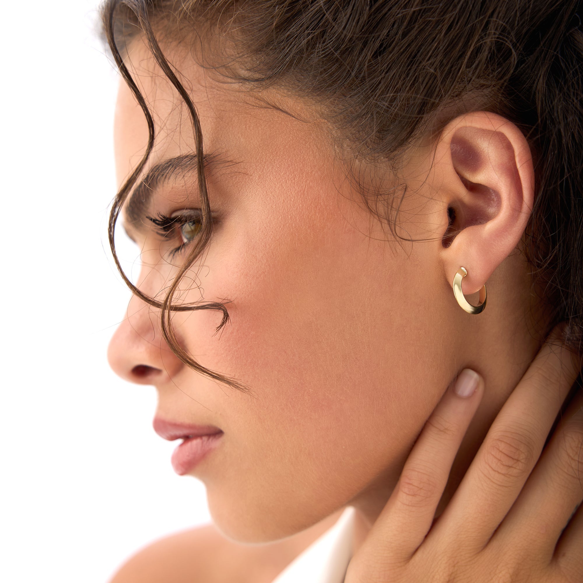 OBFJ0539 - 14K Knife Edge Hoop Earrings 5