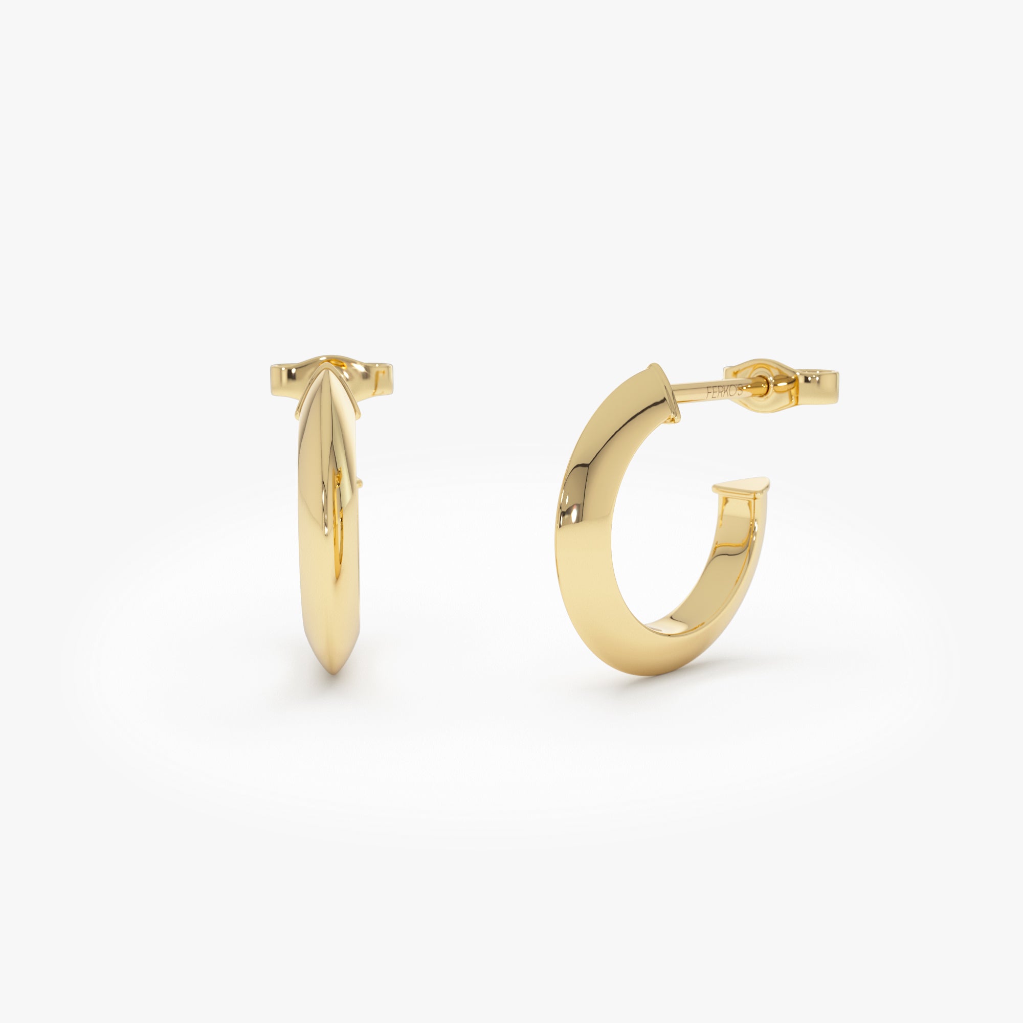 OBFJ0539 - 14K Knife Edge Hoop Earrings 1