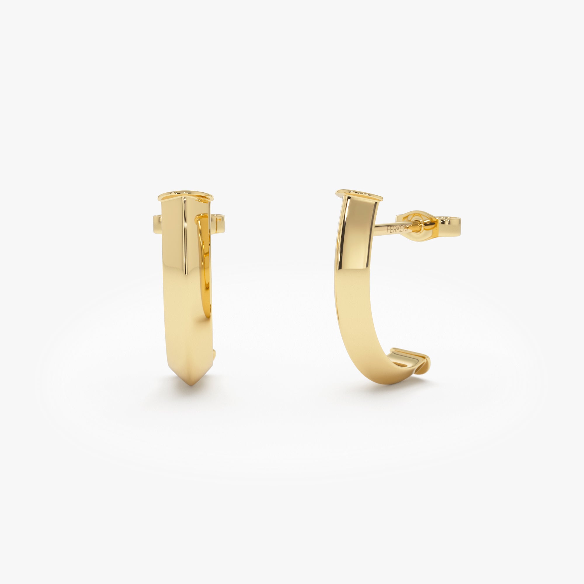 OBFJ0537 - 14K Gold Knife Edge Open Hoops 1