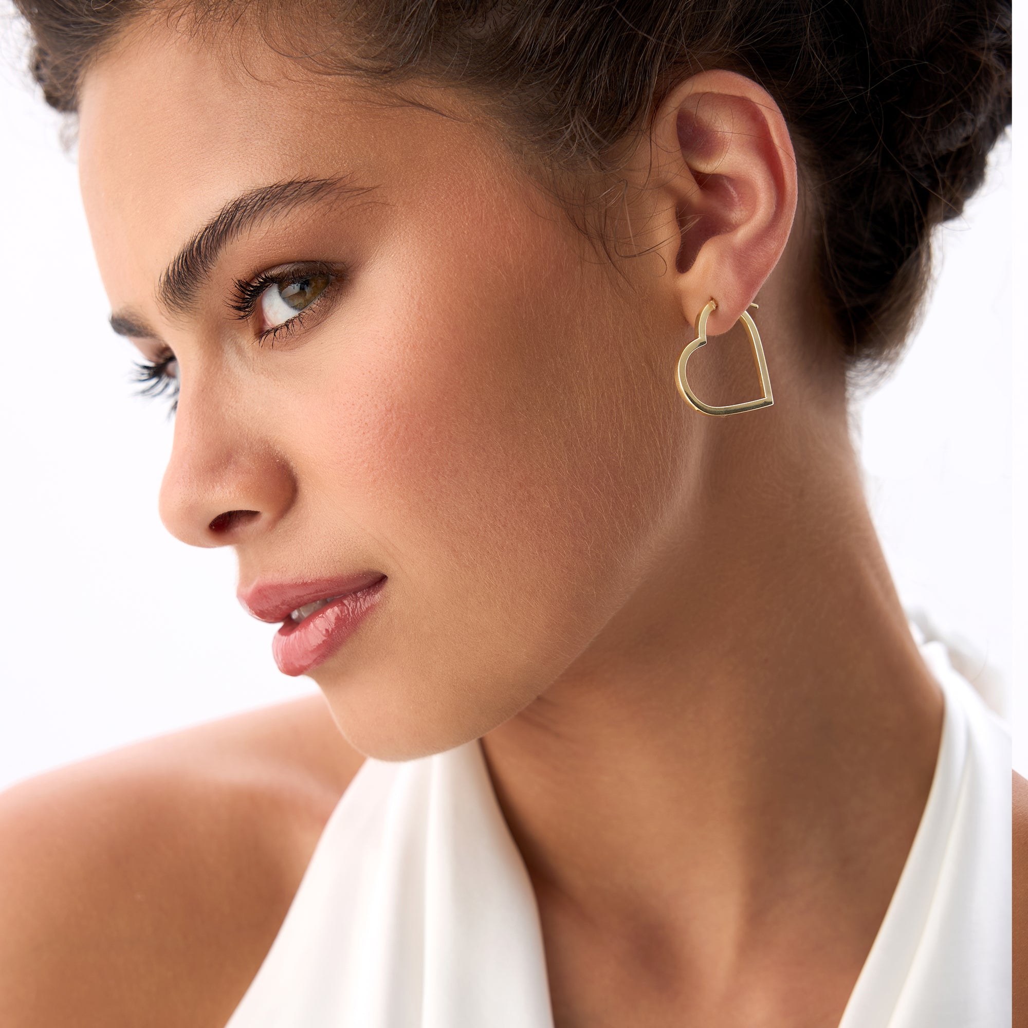 OBFJ0535 - 14K Heart Hoop Earrings 2